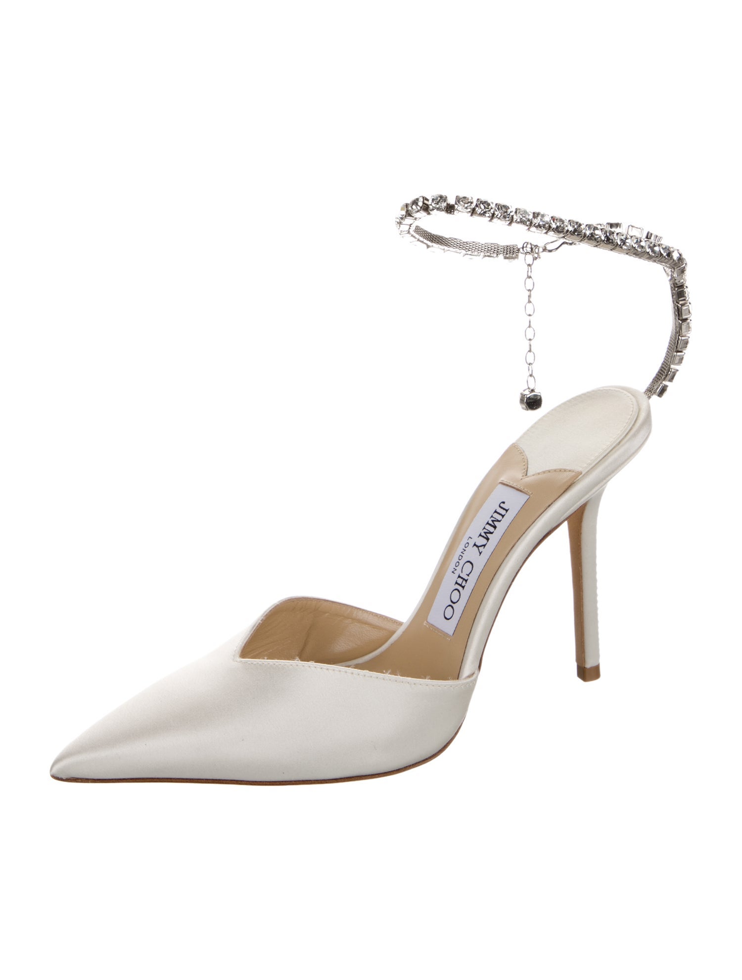 Jimmy Choo Satin Crystal Embellishments D'Orsay Pumps