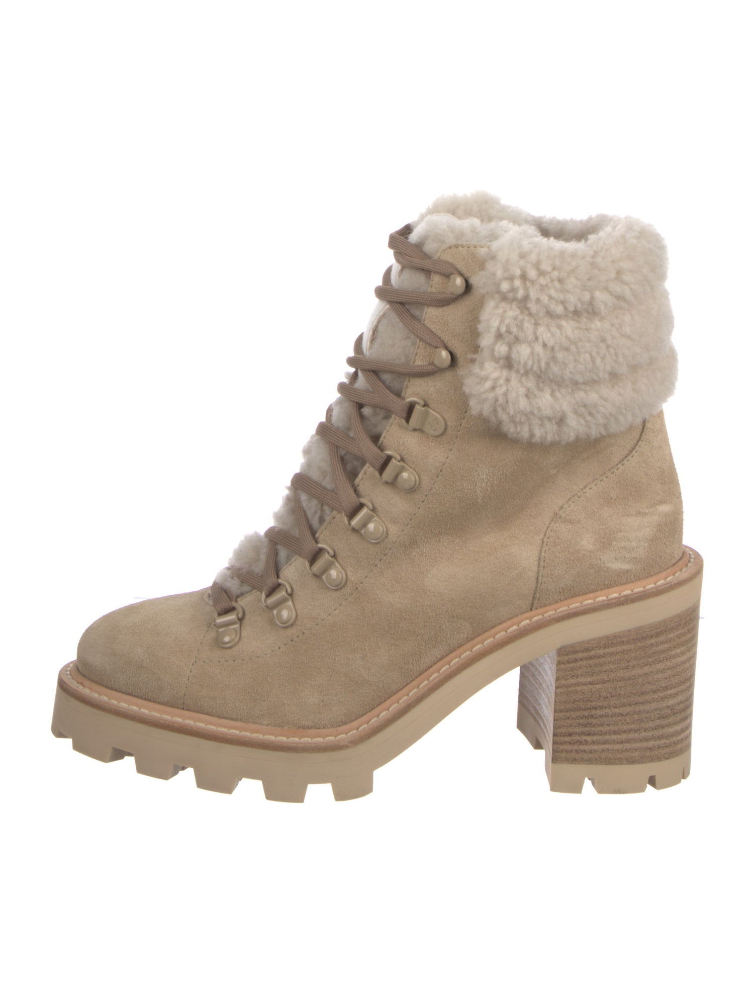 Jimmy Choo Suede Fur Trim Combat Boots