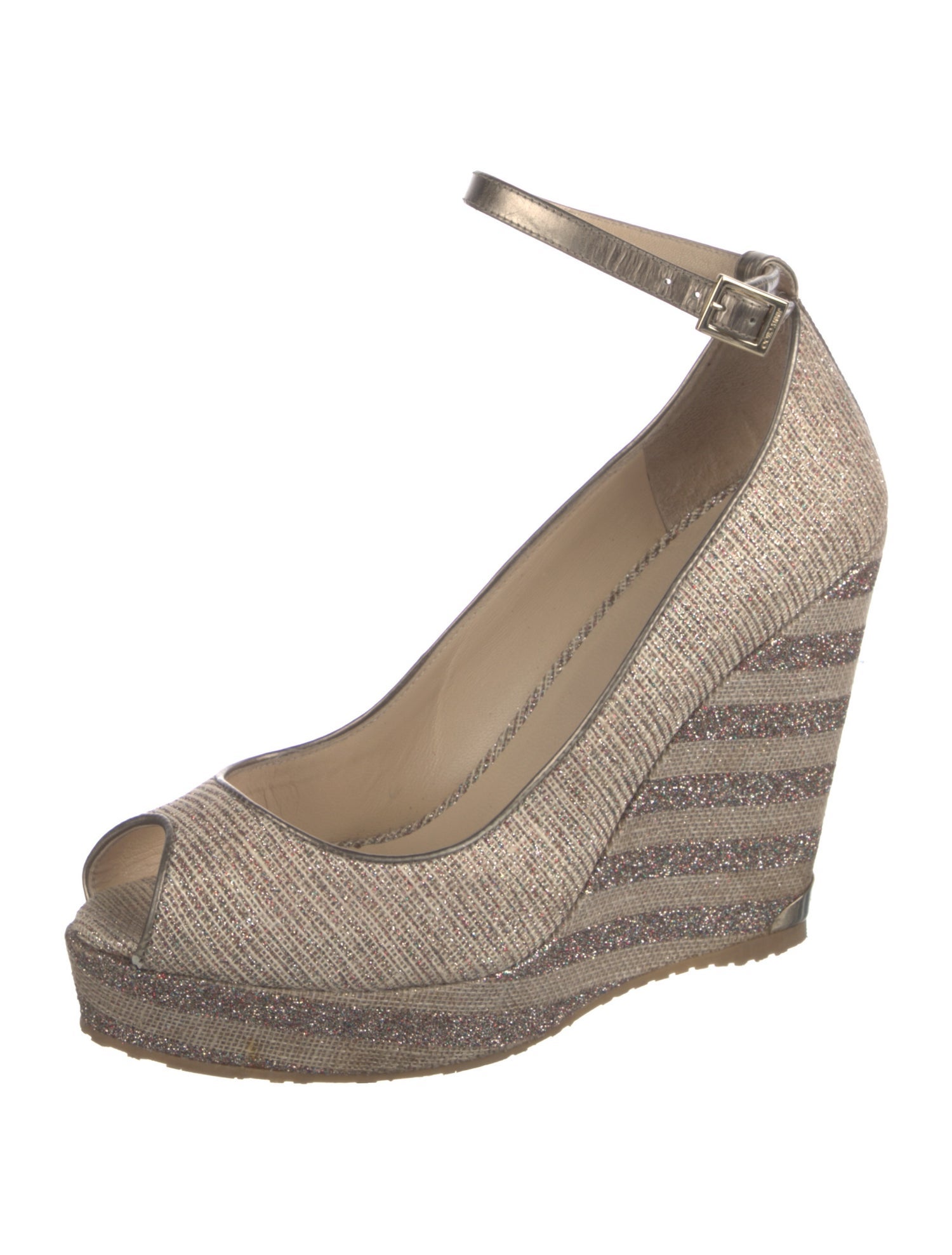 Jimmy Choo Striped Glitter Accents Pumps