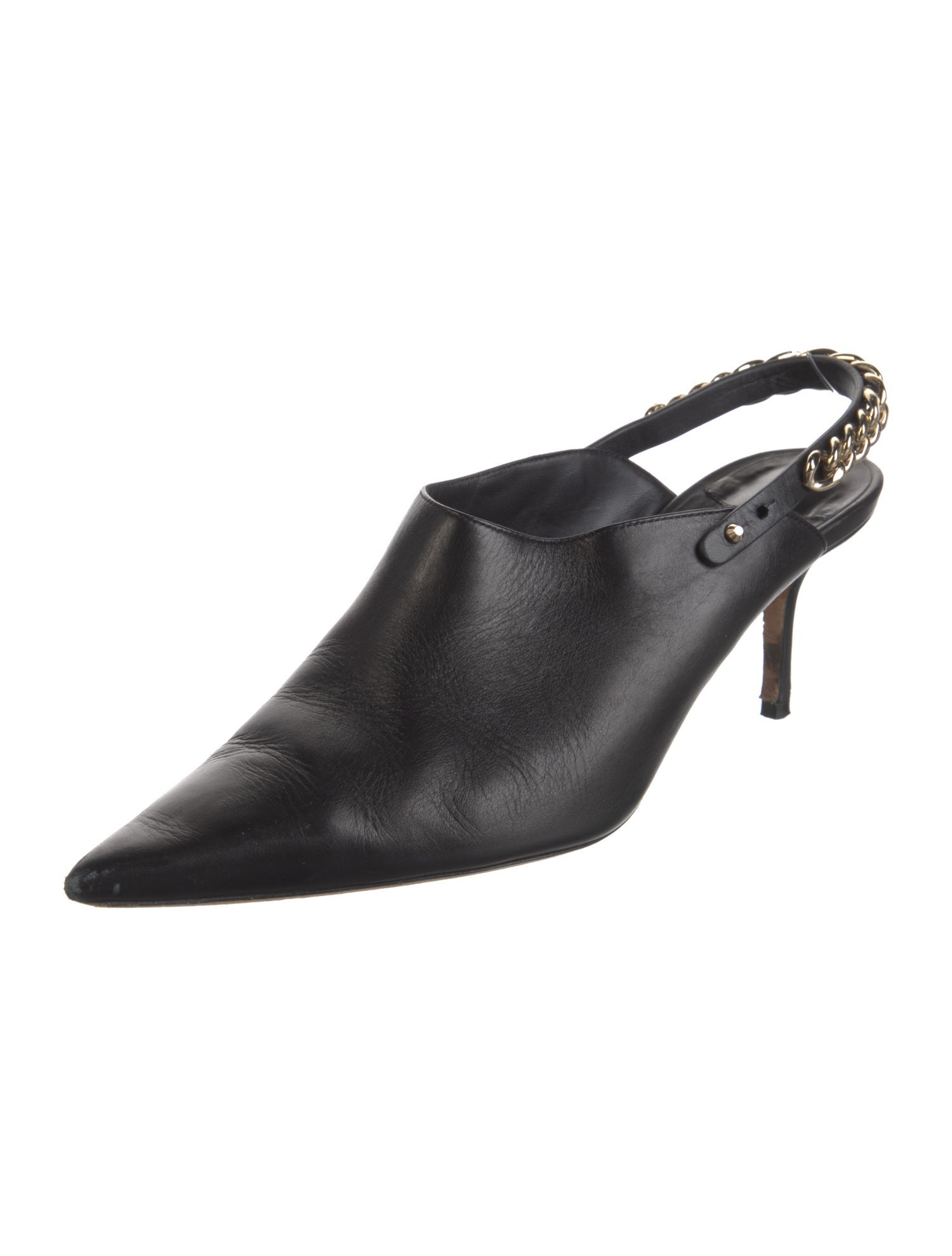 Jimmy Choo Leather Chain-Link Accents Slingback Sandals