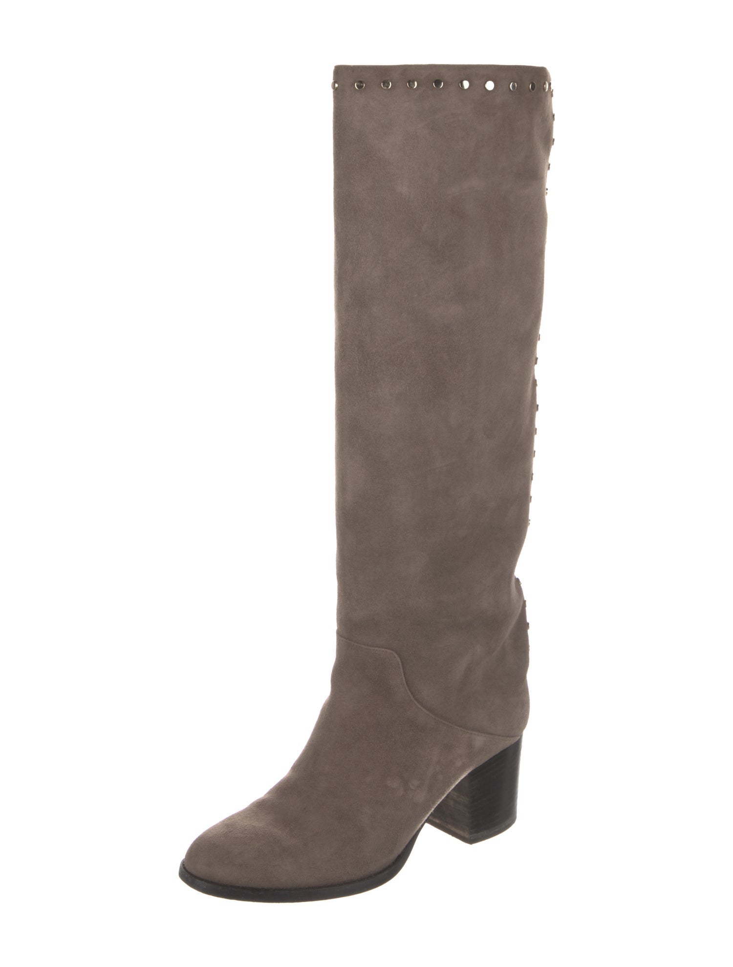 Jimmy Choo Suede Studded Accents Riding Boots
