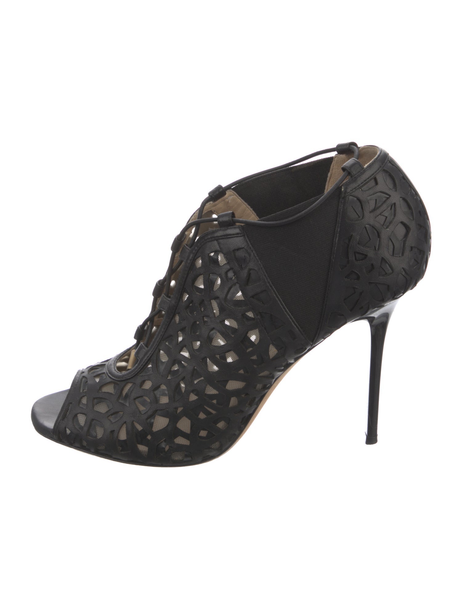 Jimmy Choo Leather Mesh Accents Pumps