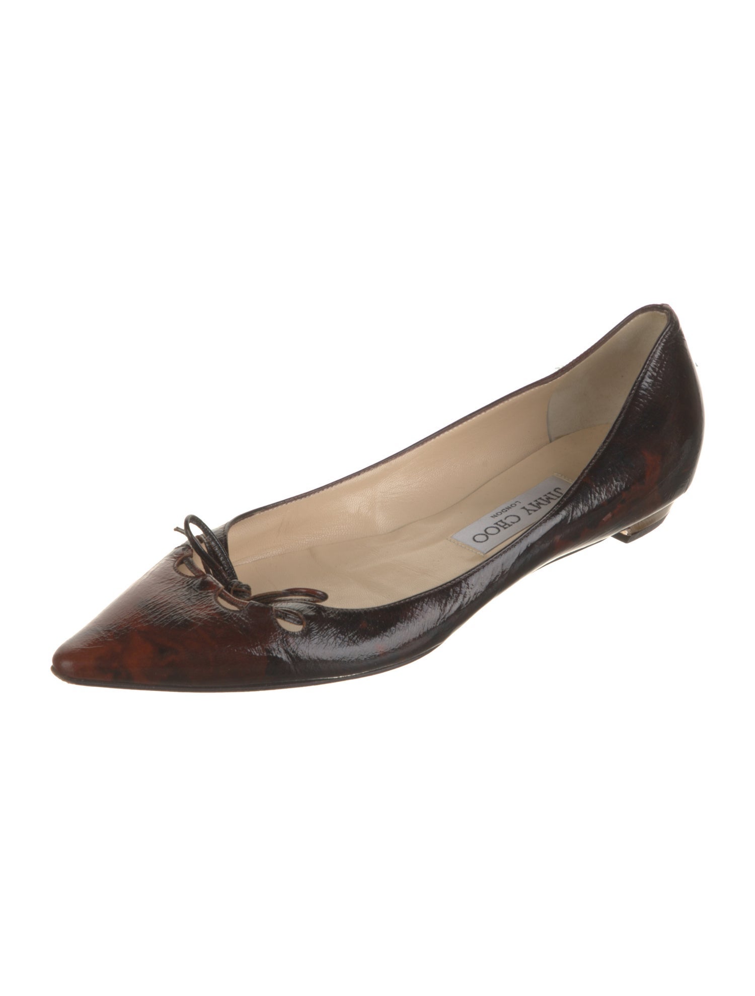 Jimmy Choo Patent Leather Cutout Accent Ballet Flats