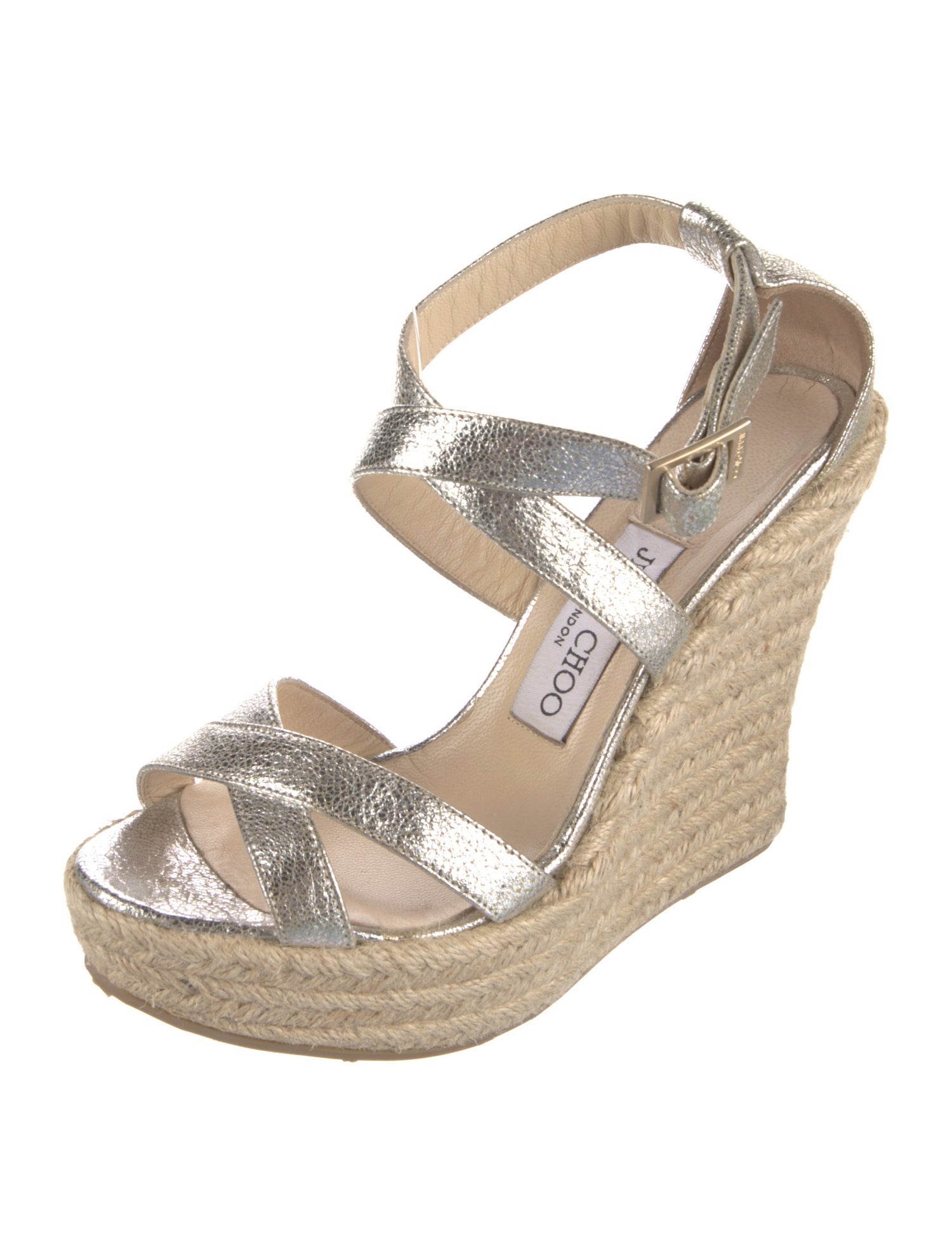 Jimmy Choo Leather Colorblock Pattern Espadrilles