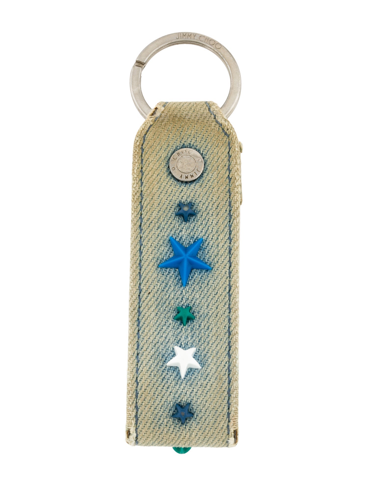 Jimmy Choo Denim Studded Keychain