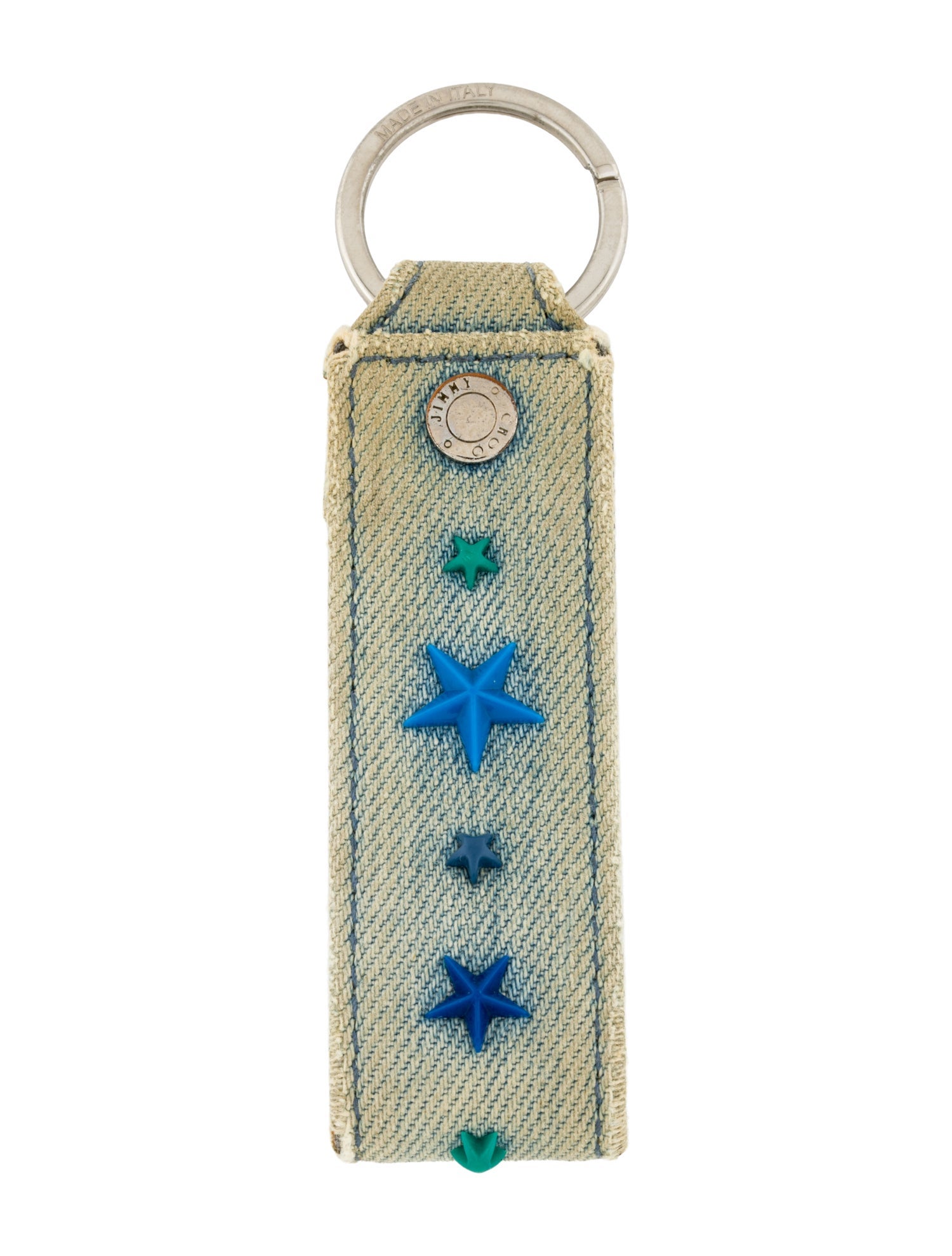Jimmy Choo Denim Studded Keychain