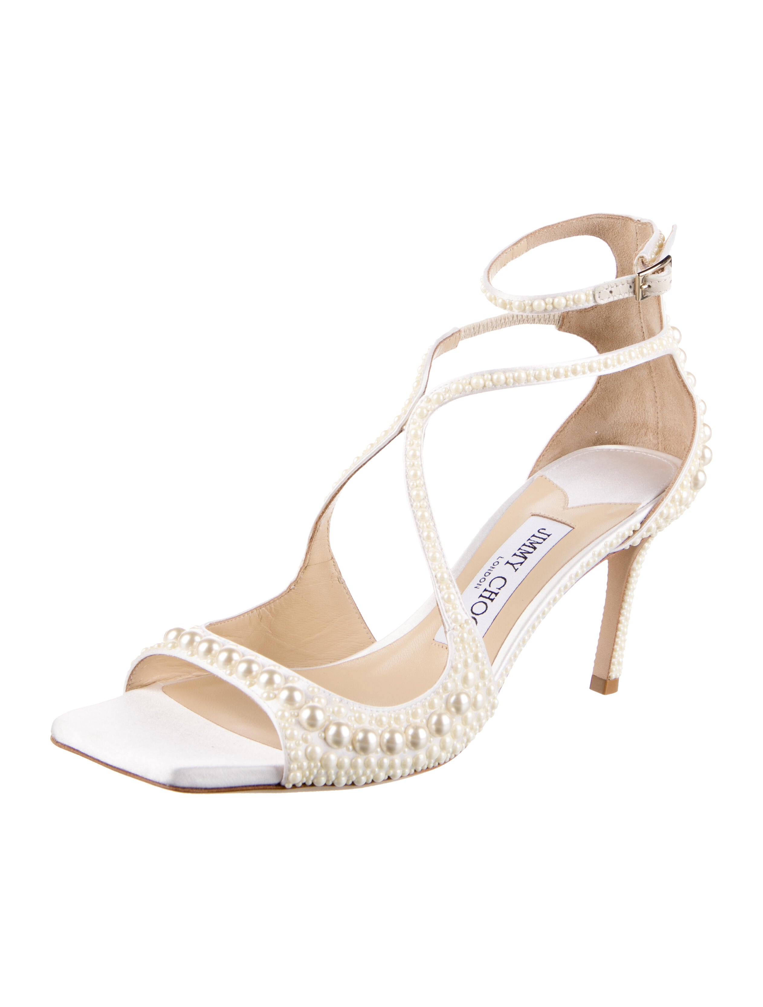 Jimmy Choo Leather Crystal Embellishments Sandals