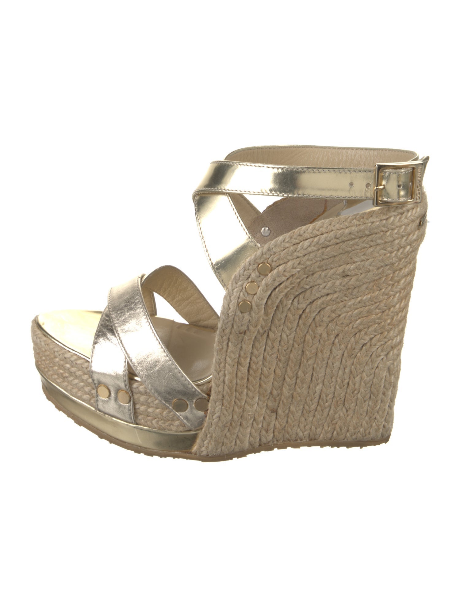 Jimmy Choo Leather Colorblock Pattern Espadrilles