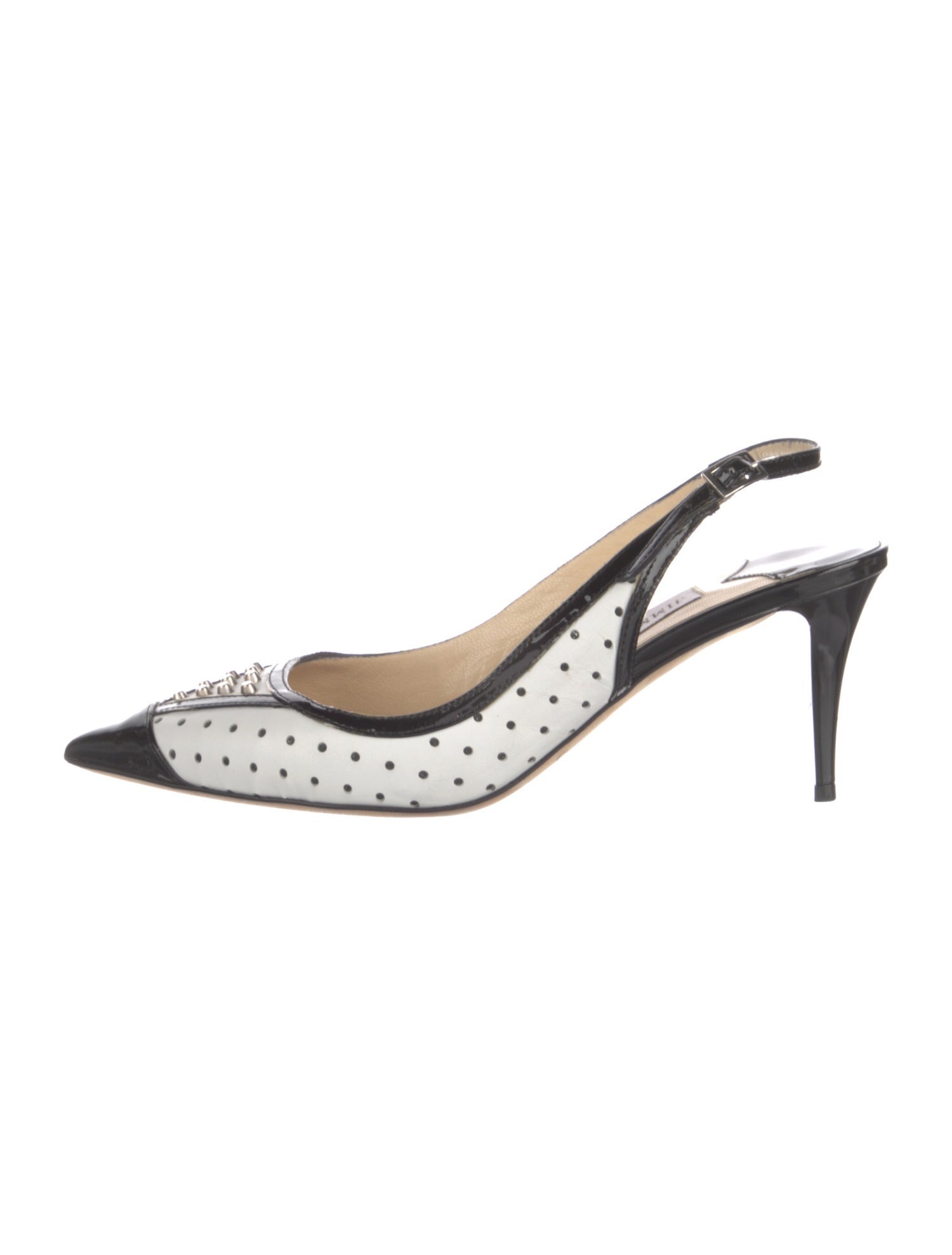 Jimmy Choo Patent Leather Polka Dot Print Slingback Pumps
