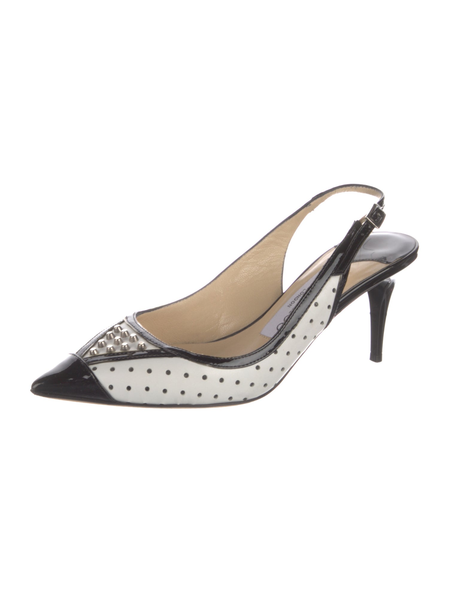 Jimmy Choo Patent Leather Polka Dot Print Slingback Pumps
