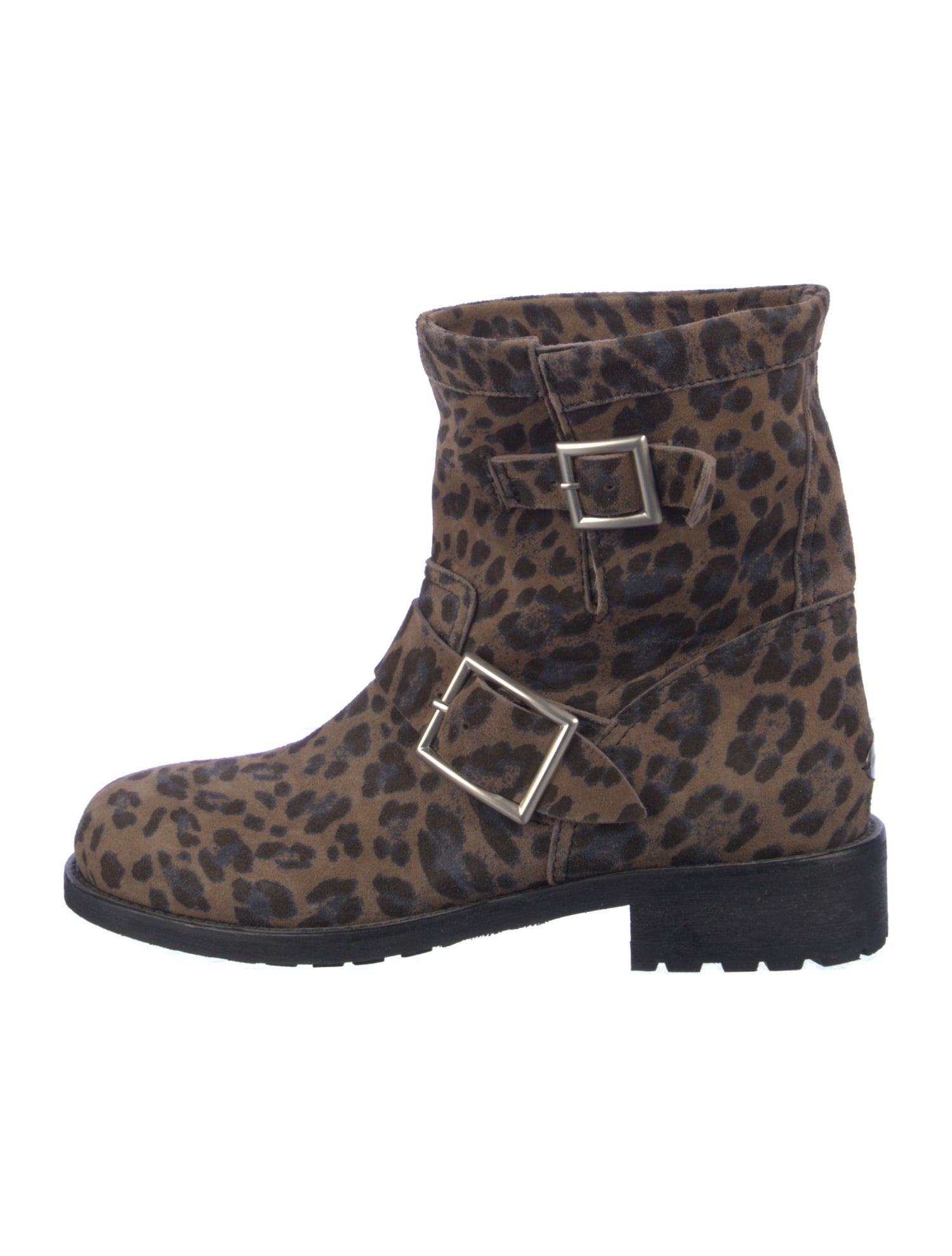 Jimmy Choo Leather Animal Print Moto Boots
