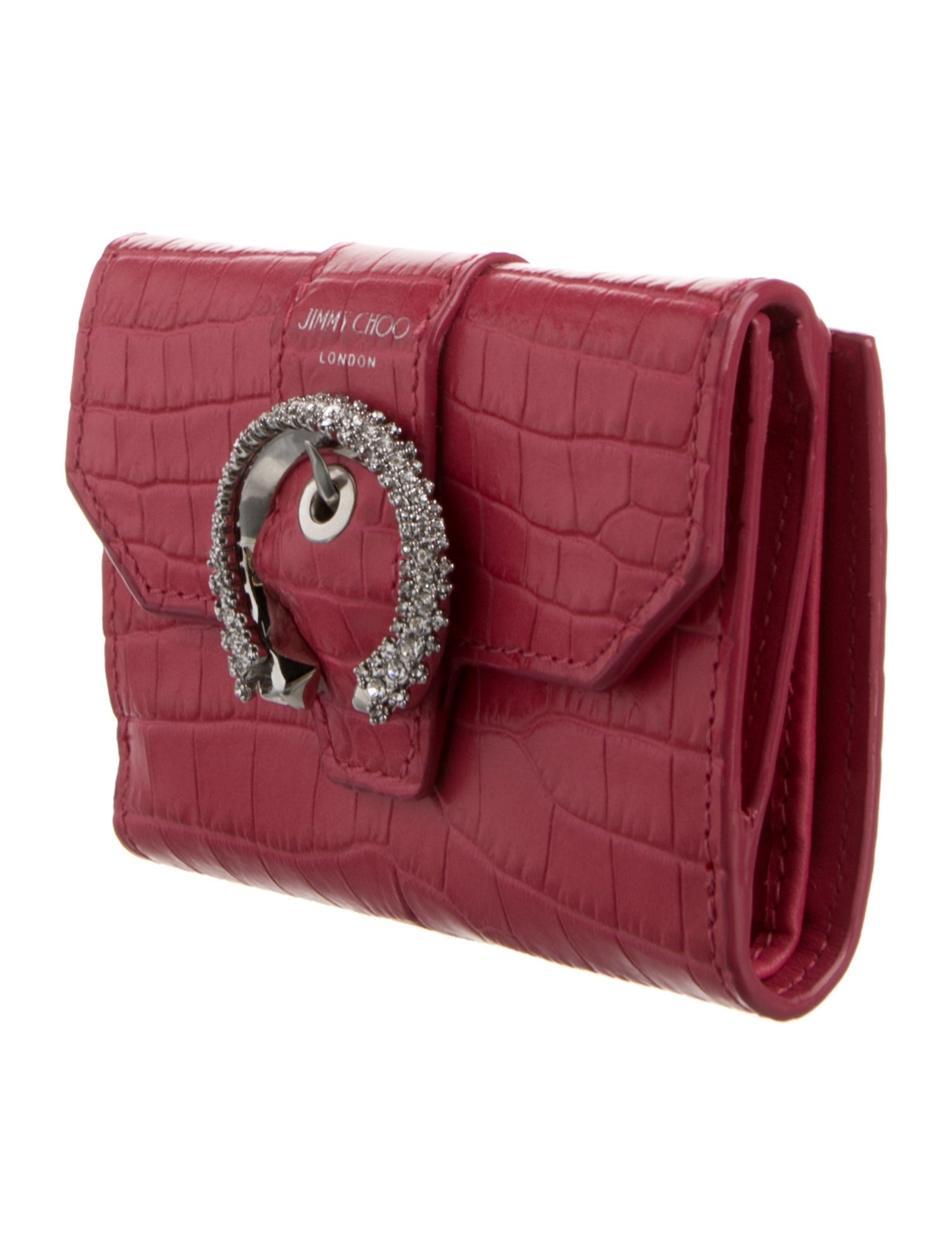 Jimmy Choo Embossed Embossed Leather Compact Wallet w/ Tags
