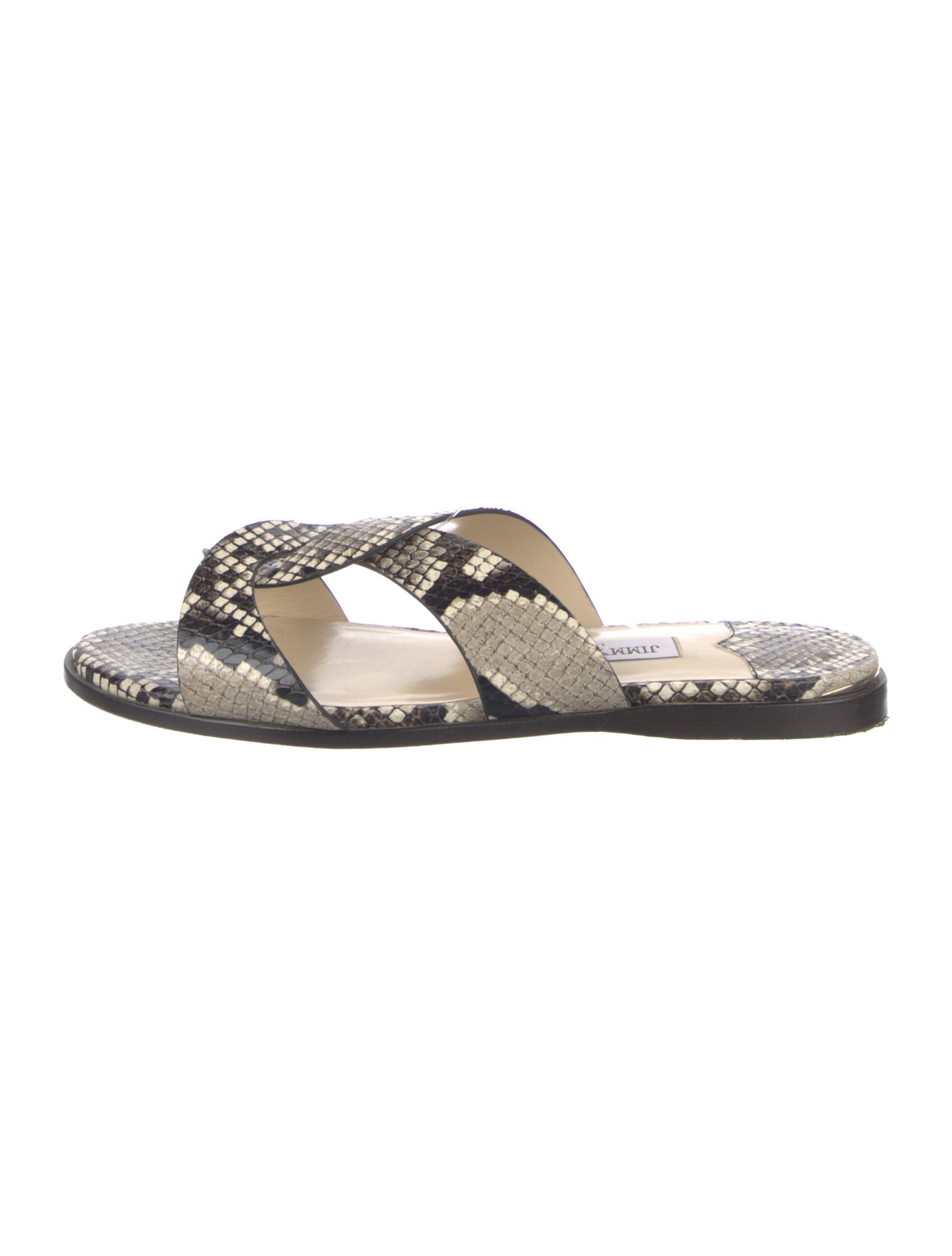 Jimmy Choo Embossed Leather Animal Print Slides