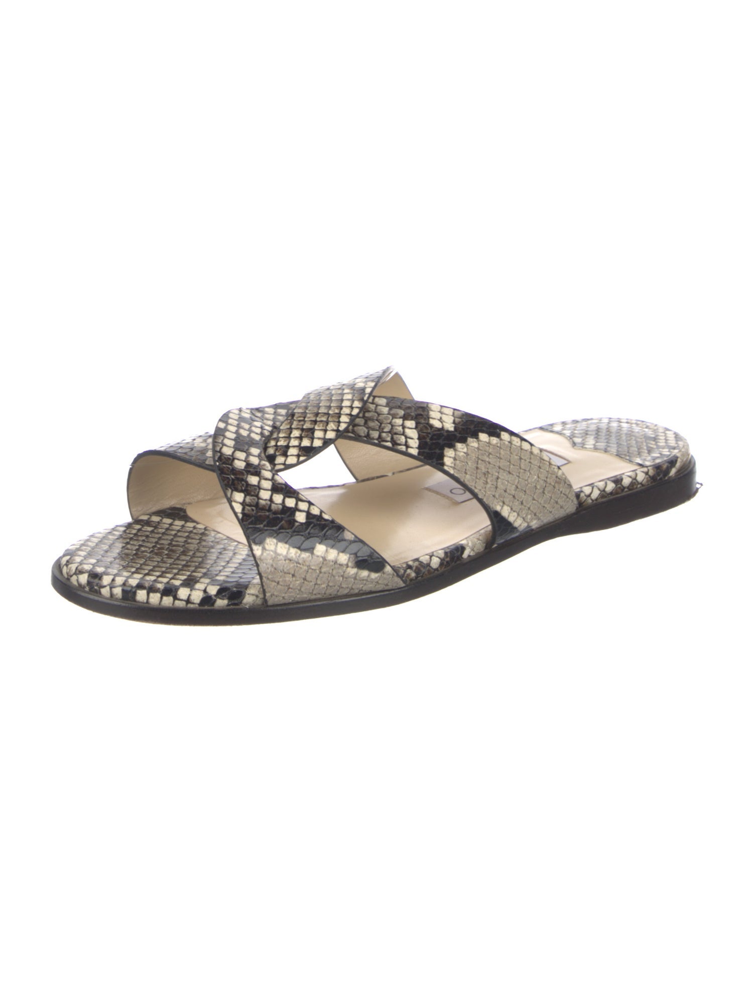 Jimmy Choo Embossed Leather Animal Print Slides