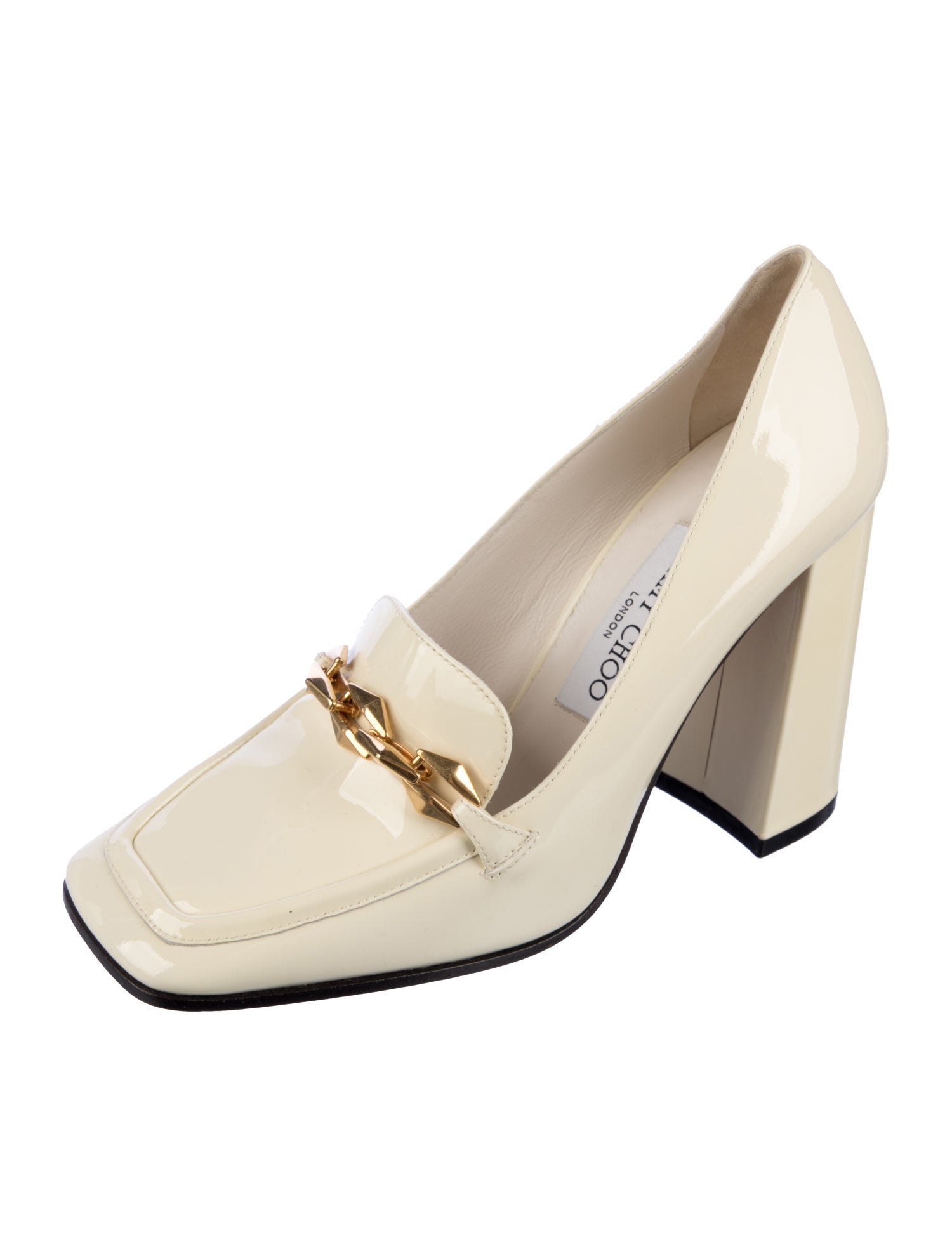 Jimmy Choo Patent Leather Chain-Link Accents Pumps