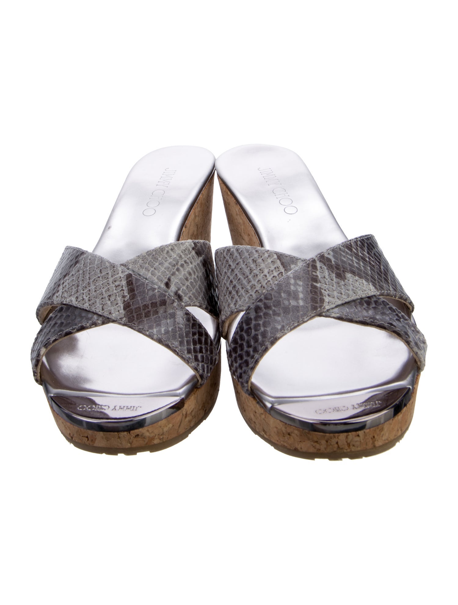 Jimmy Choo Leather Animal Print Slides