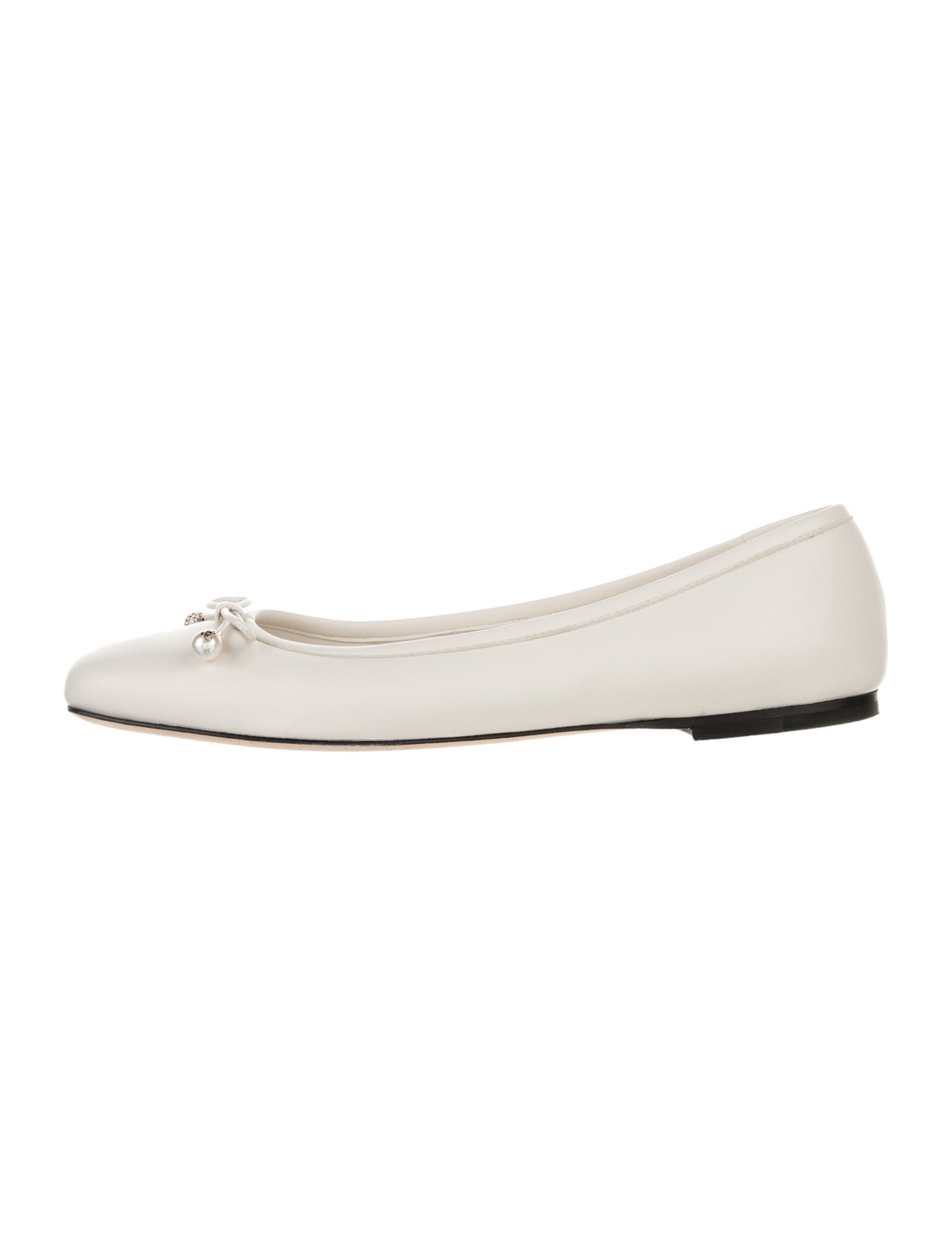 Jimmy Choo Leather Bow Accents Ballet Flats