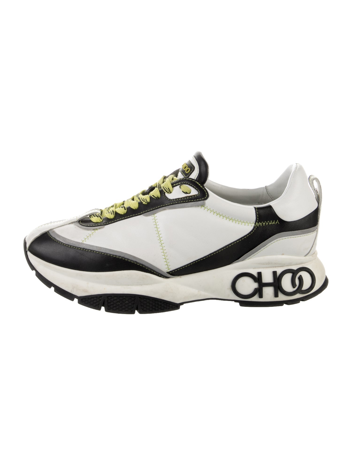 Jimmy Choo Leather Colorblock Pattern Sneakers