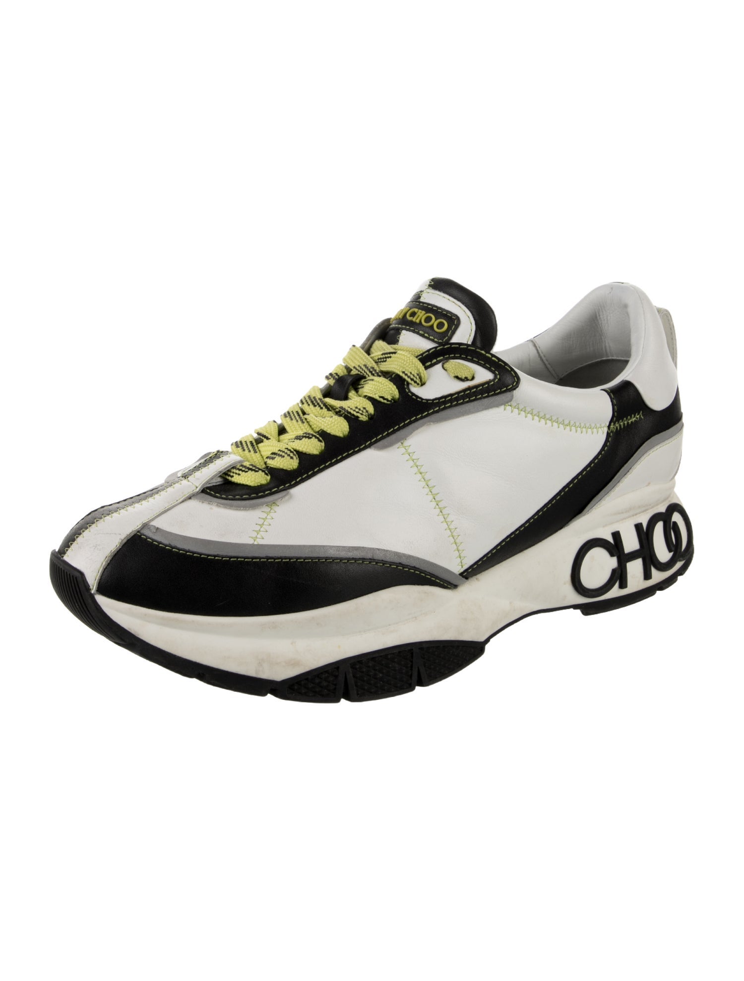 Jimmy Choo Leather Colorblock Pattern Sneakers