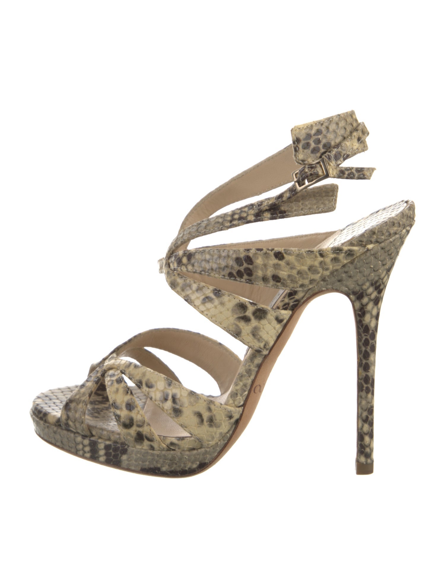 Jimmy Choo Embossed Leather Animal Print Sandals