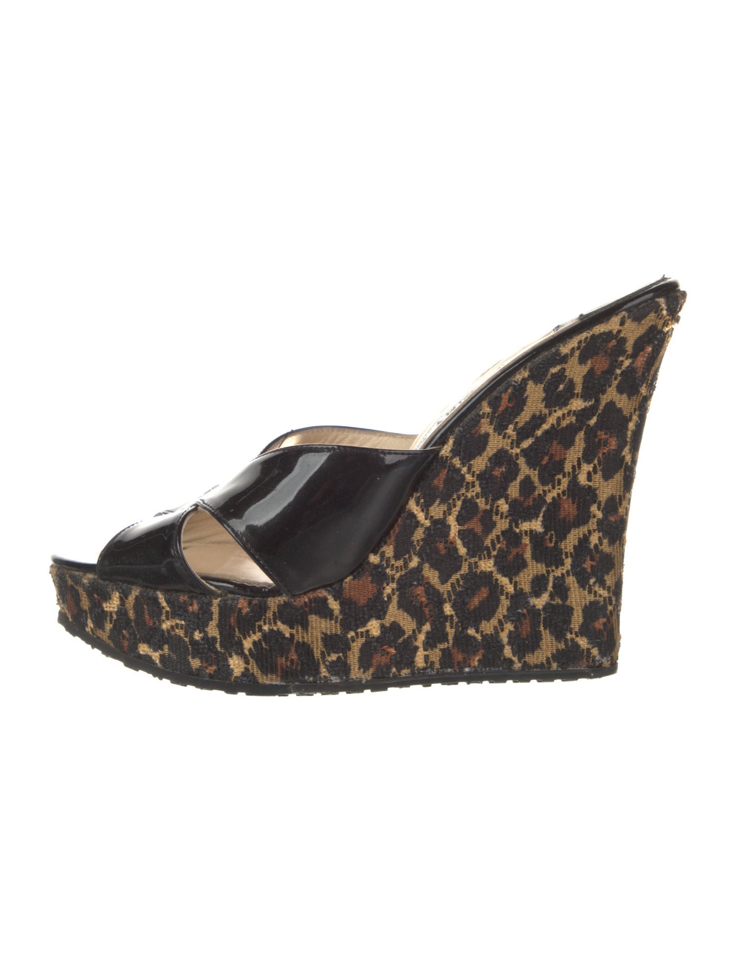Jimmy Choo Patent Leather Animal Print Slides