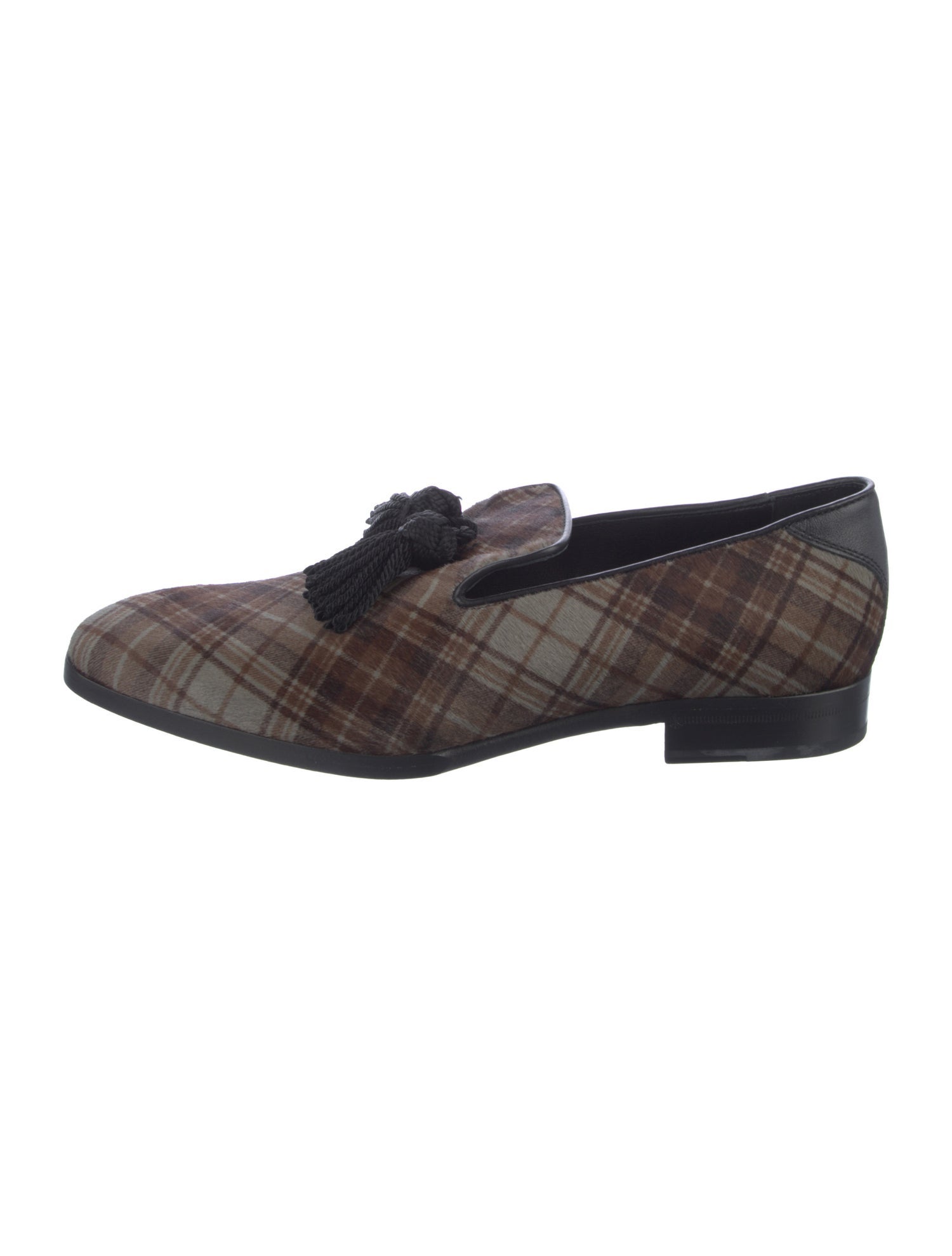 Jimmy Choo Ponyhair Plaid Print Loafers