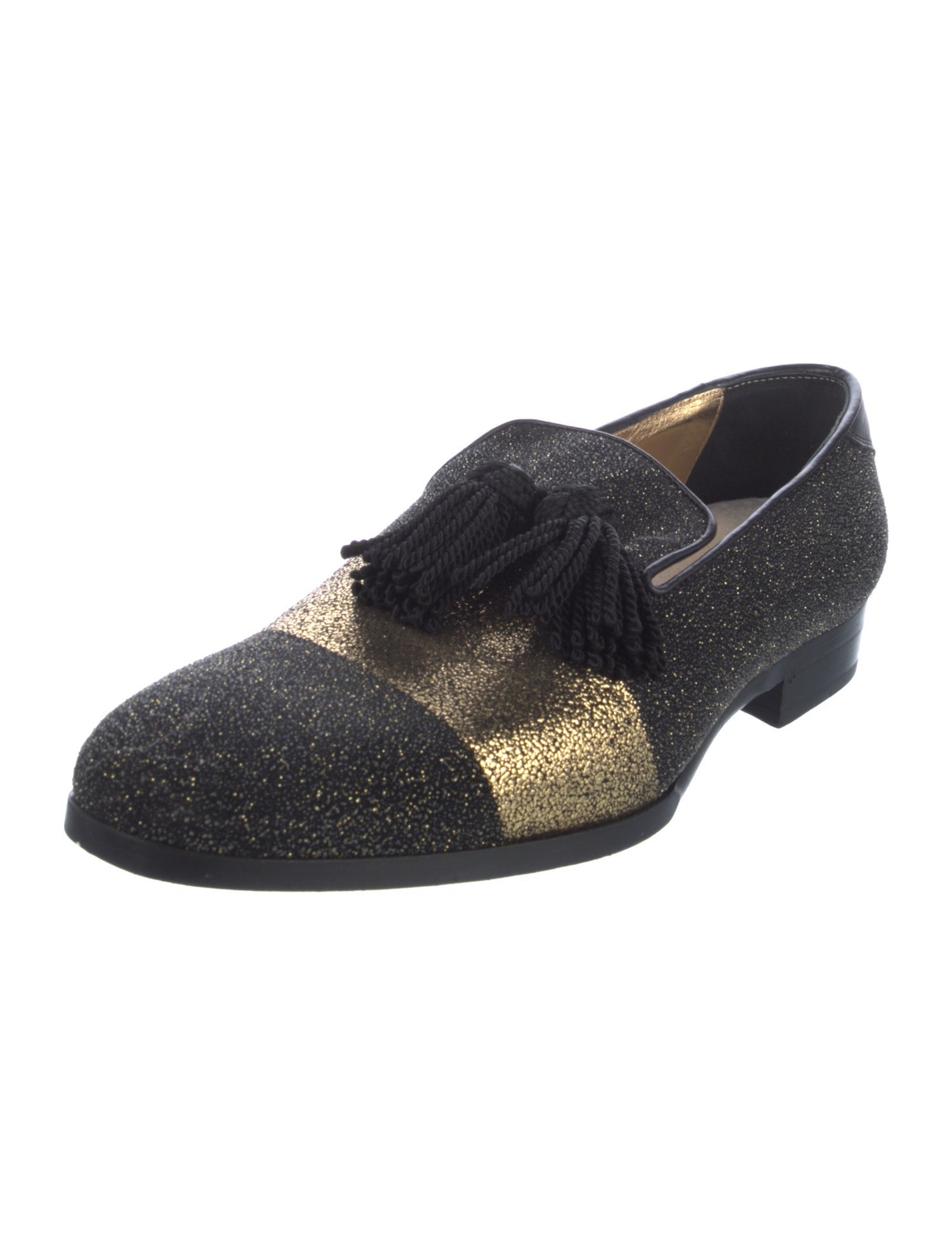 Jimmy Choo Glitter Colorblock Pattern Loafers