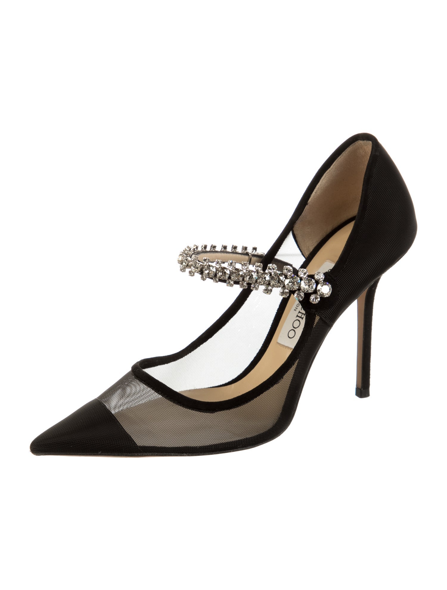 Jimmy Choo Mesh Crystal Embellishments Pumps