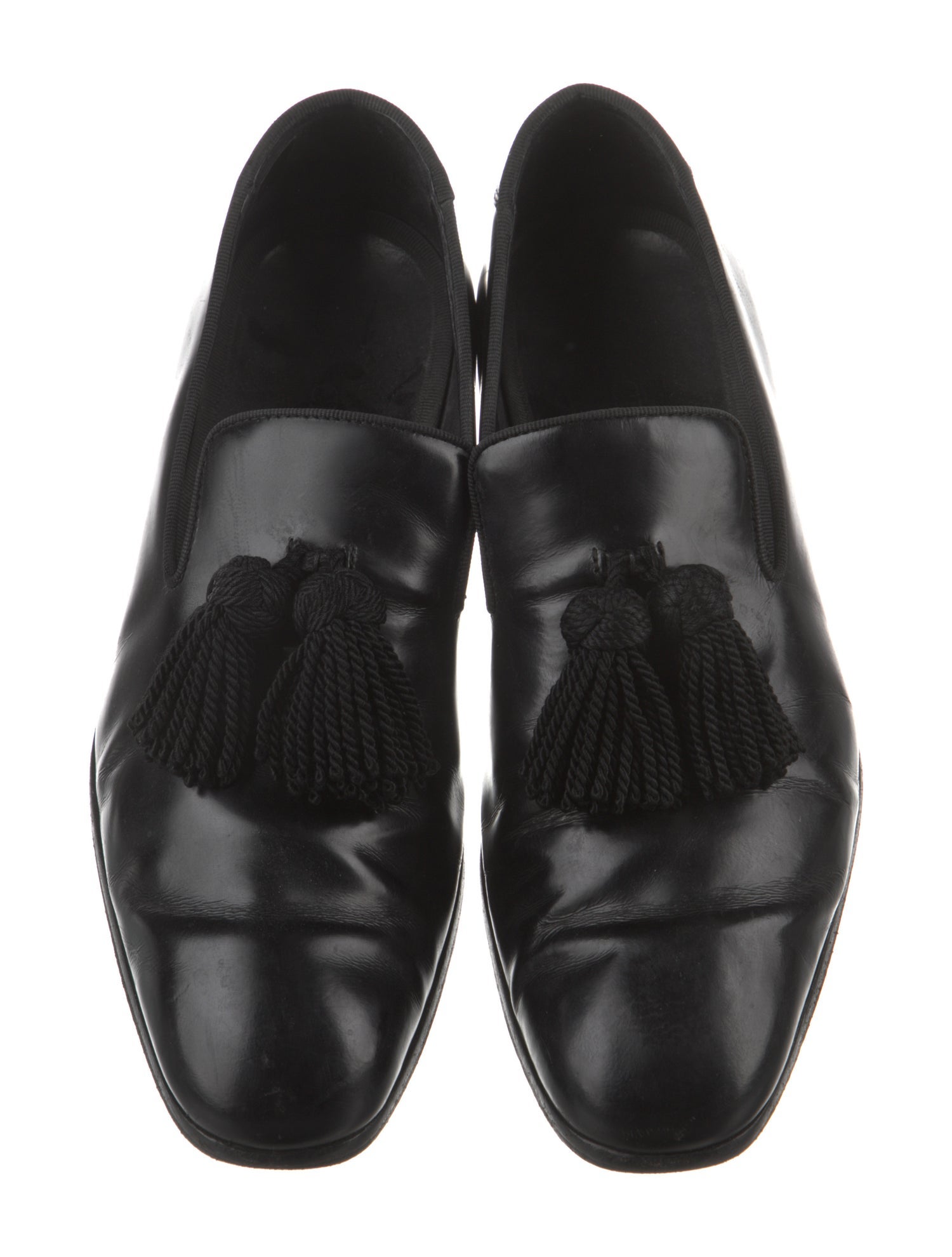 Jimmy Choo Leather Tassel Accents Dress Loafers