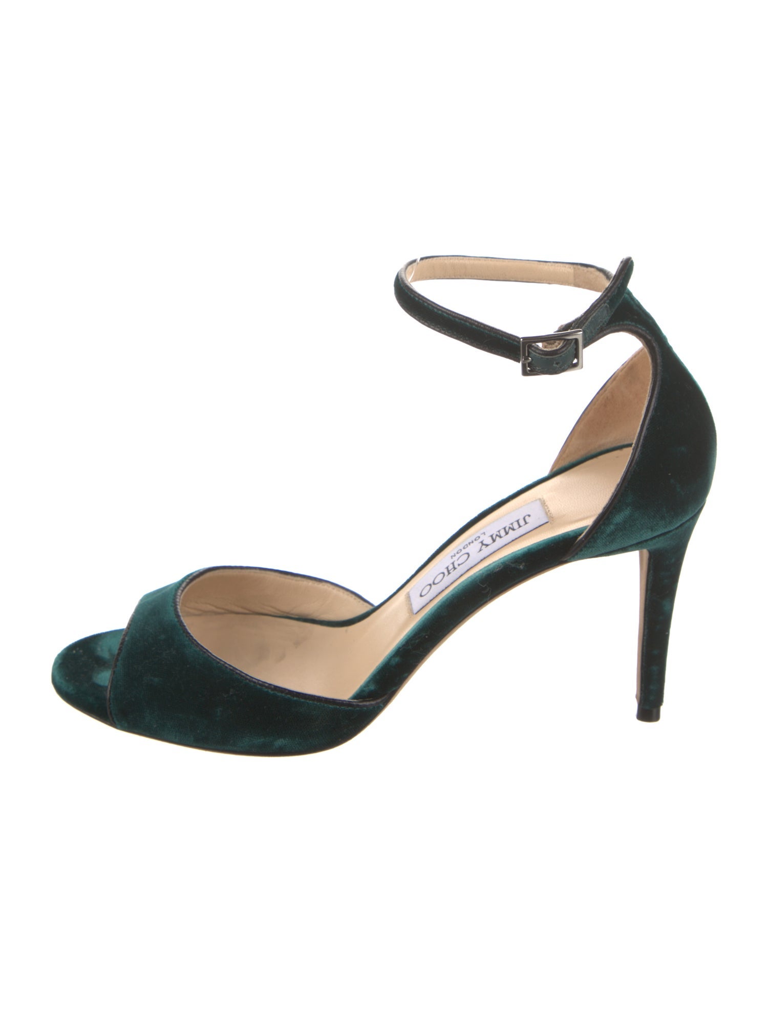 Jimmy Choo Velvet Leather Trim Embellishment Sandals