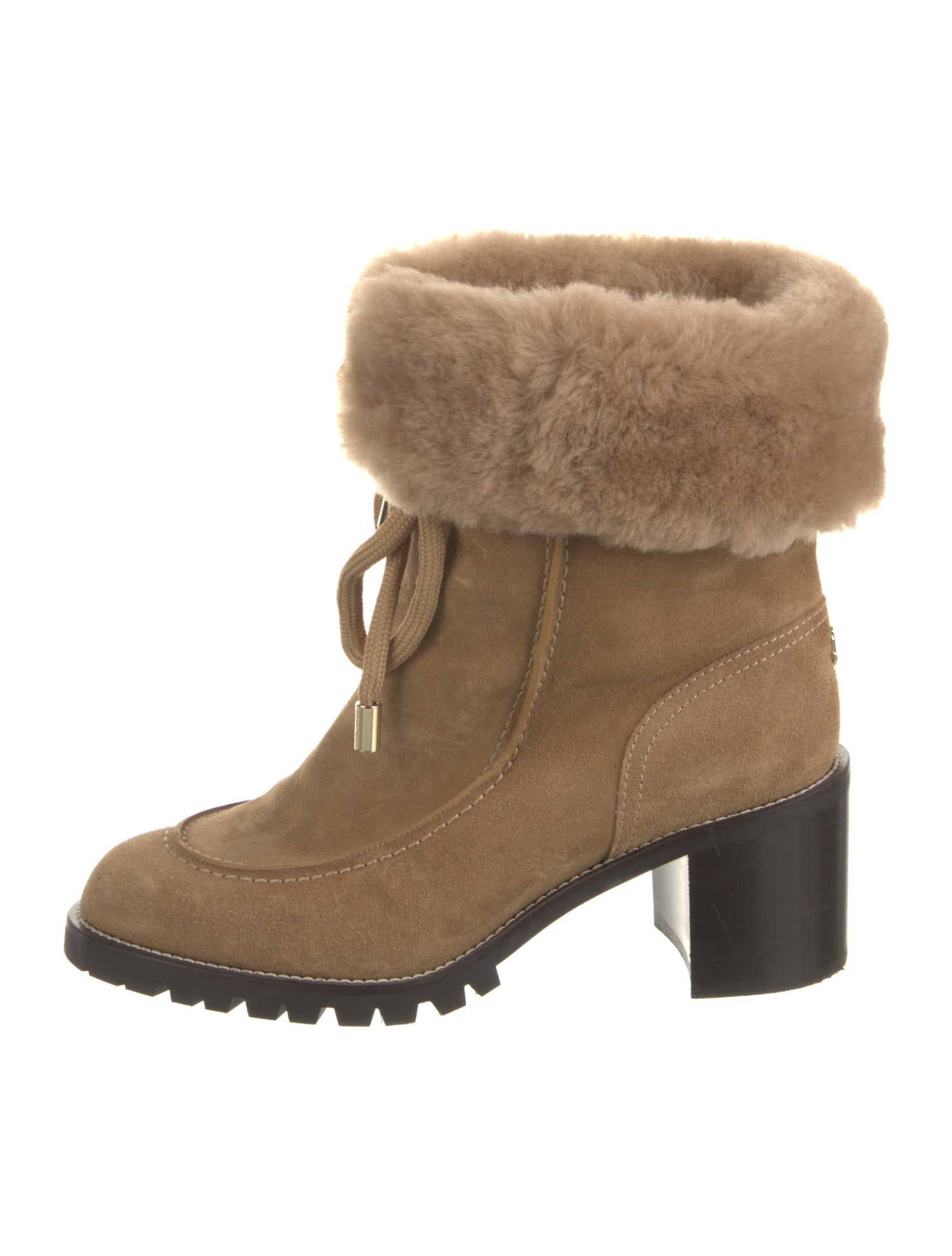 Jimmy Choo Suede Fur Trim Lace-Up Boots