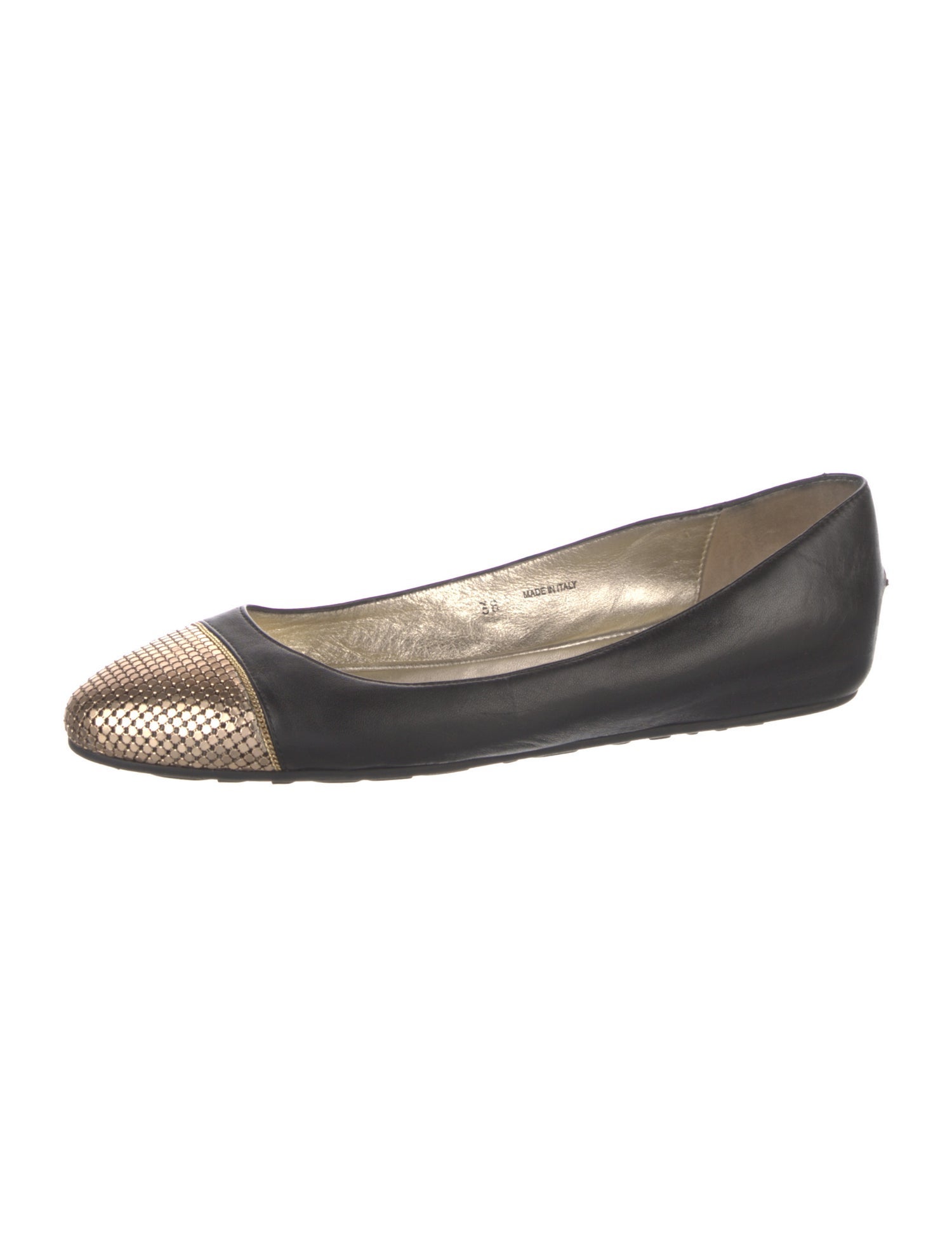 Jimmy Choo Leather Colorblock Pattern Ballet Flats