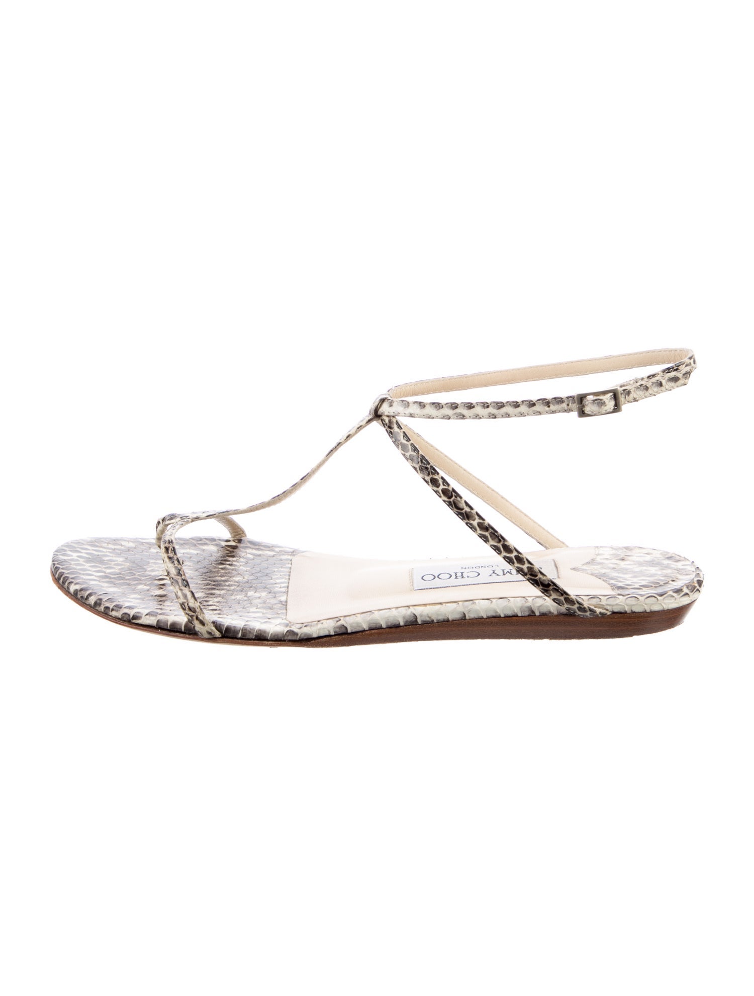 Jimmy Choo Snakeskin Animal Print T-Strap Sandals