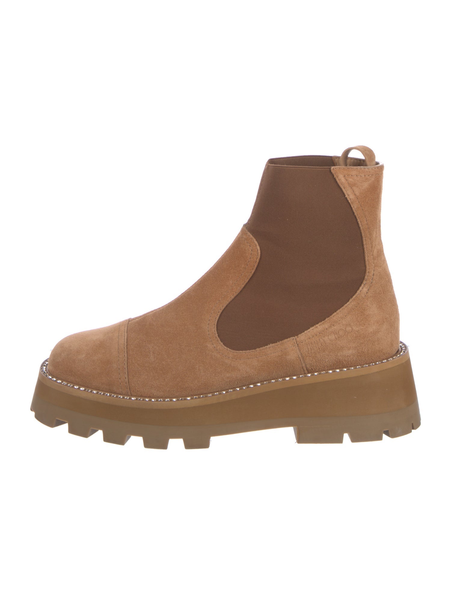 Jimmy Choo Suede Crystal Embellishments Chelsea Boots