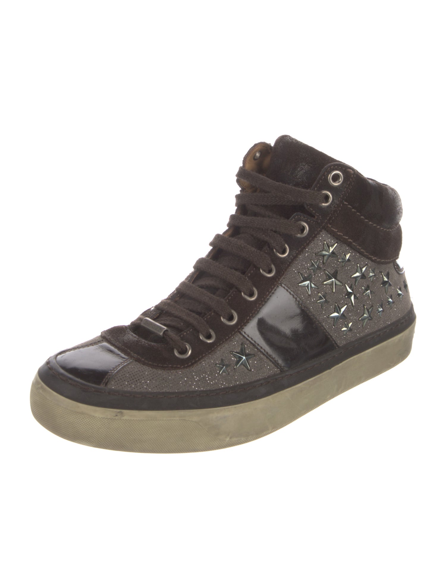 Jimmy Choo Leather Colorblock Pattern Sneakers
