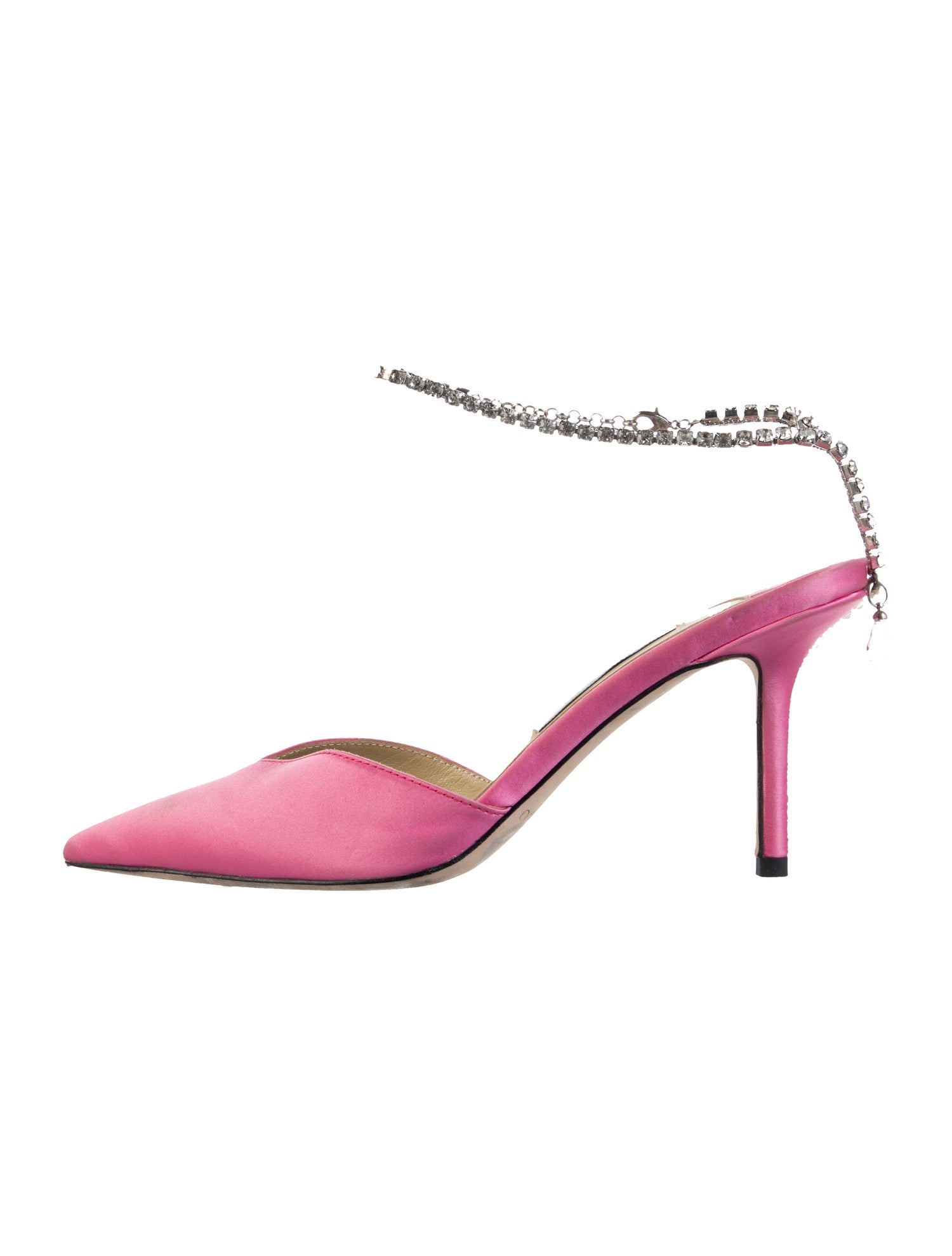 Jimmy Choo Satin Crystal Embellishments Slingback Pumps