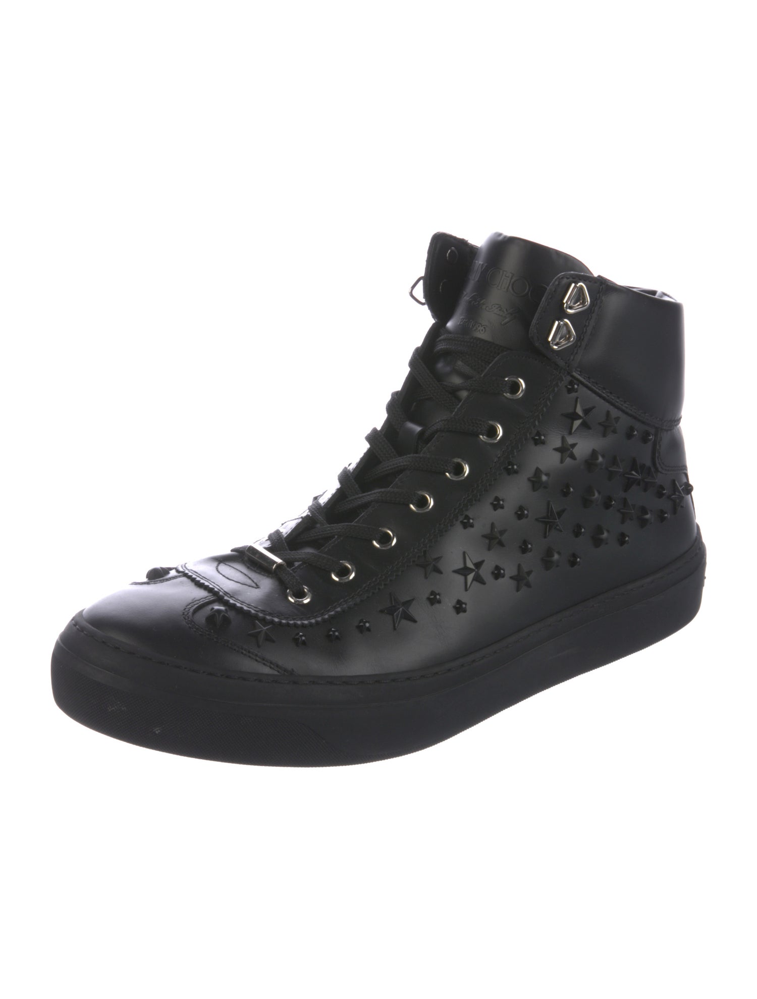 Jimmy Choo Leather Studded Accents Lace-Up Boots