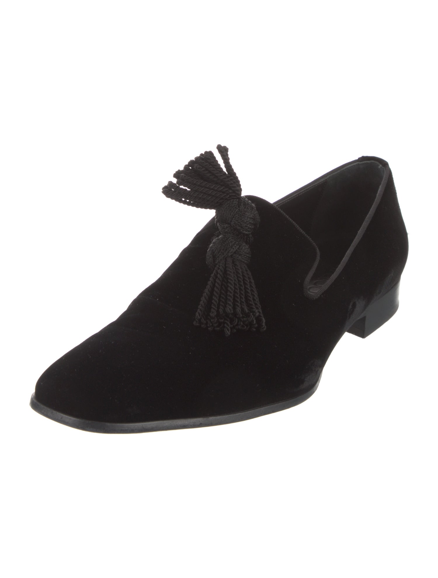 Jimmy Choo Velvet Fringe Trim Accent Loafers