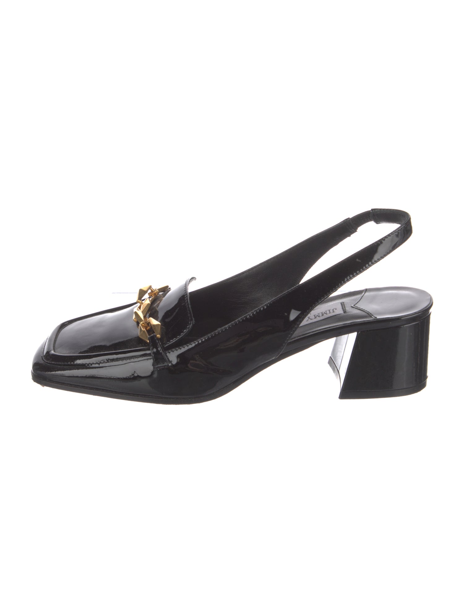 Jimmy Choo Patent Leather Chain-Link Accents Slingback Pumps