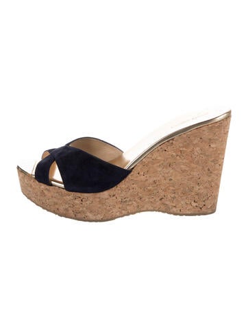Pre-owned Jimmy Choo Suede Slides In Neutral