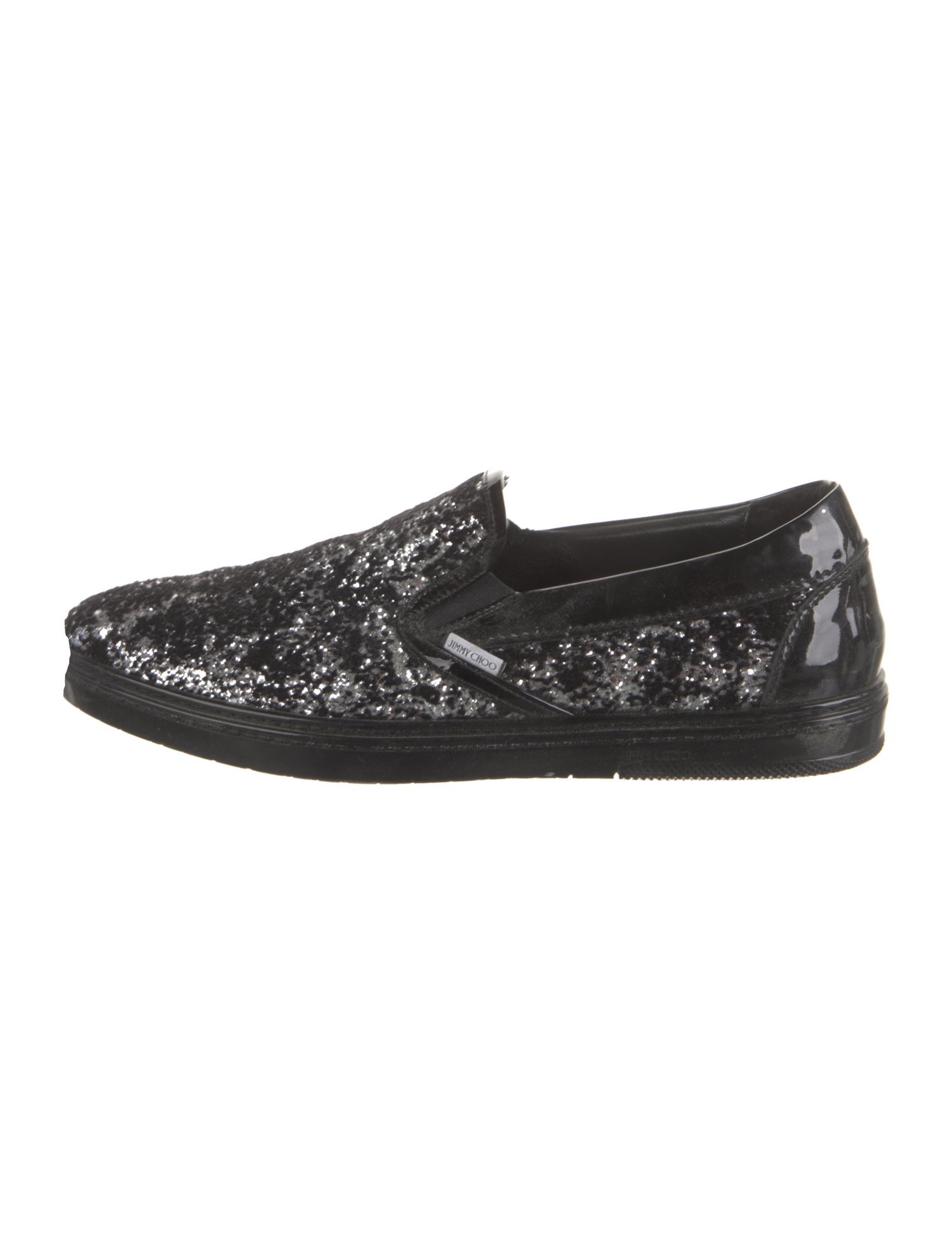 Jimmy Choo Patent Leather Glitter Accents Sneakers