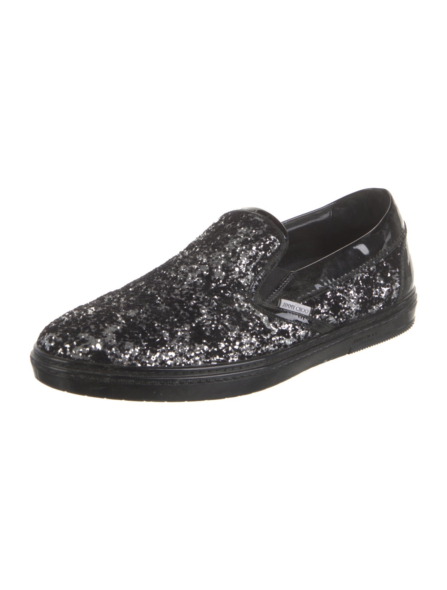Jimmy Choo Patent Leather Glitter Accents Sneakers