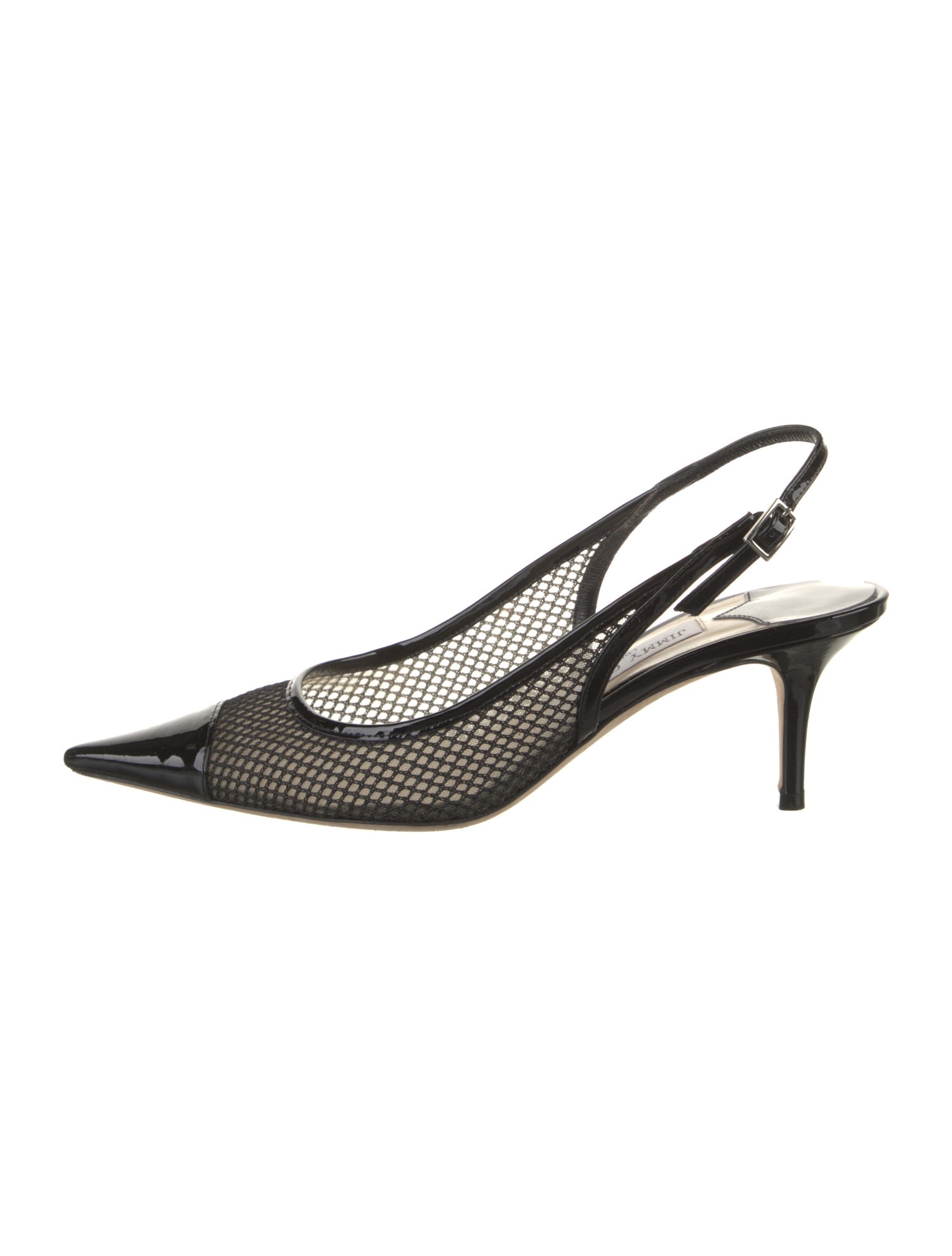 Jimmy Choo Mesh Leather Trim Embellishment Slingback Pumps