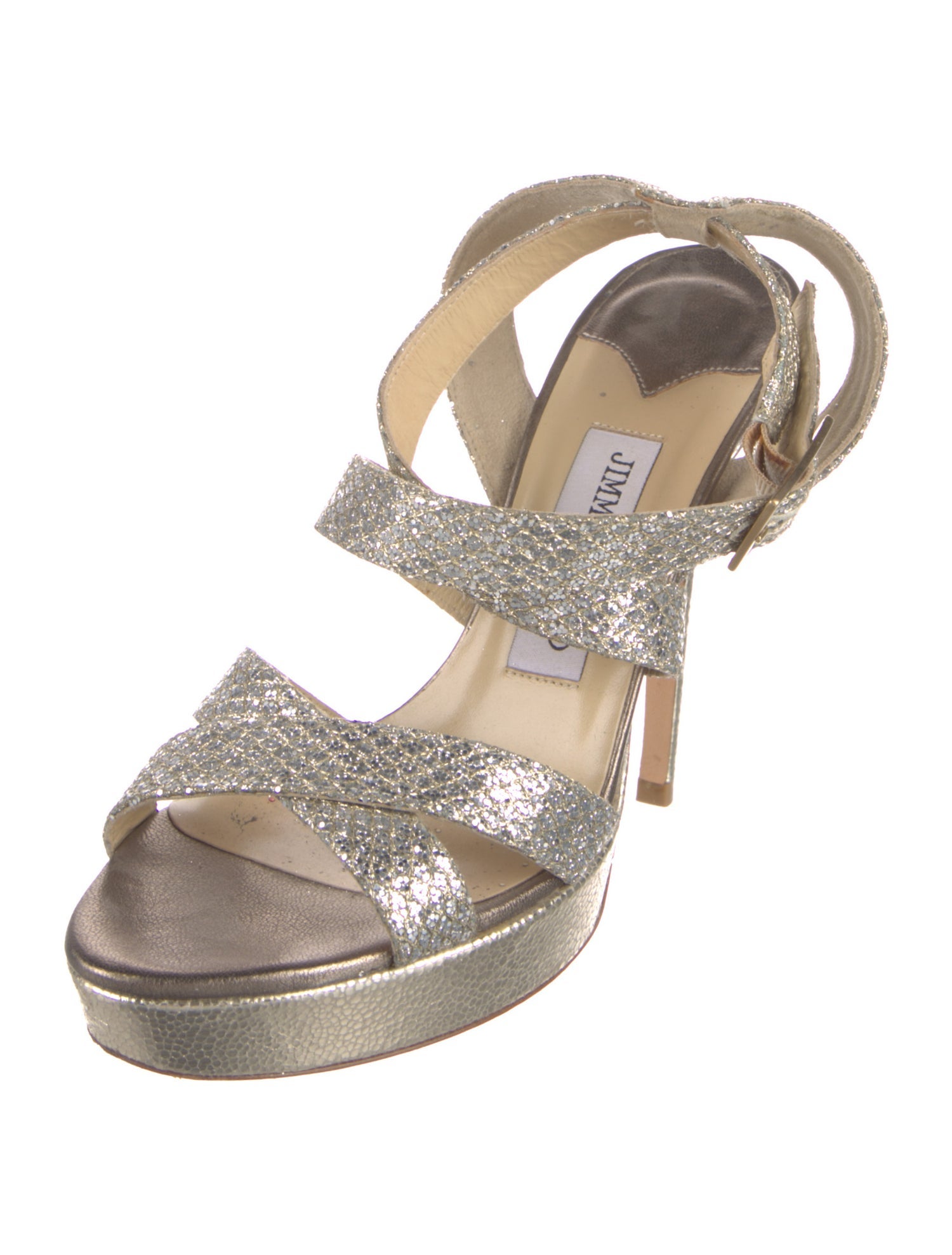 Jimmy Choo Sequins Glitter Accents Slingback Sandals