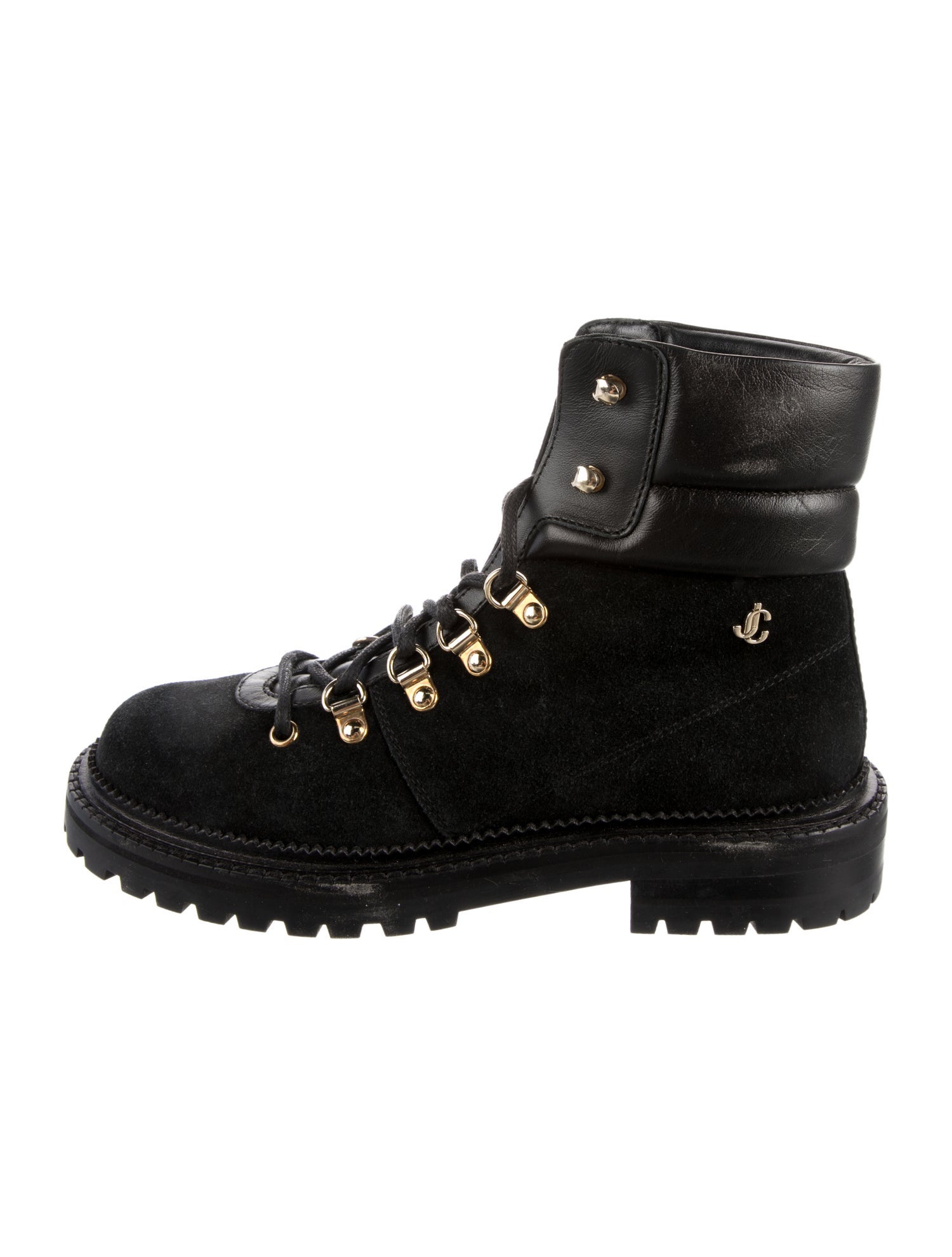 Jimmy Choo Suede Glitter Accents Combat Boots