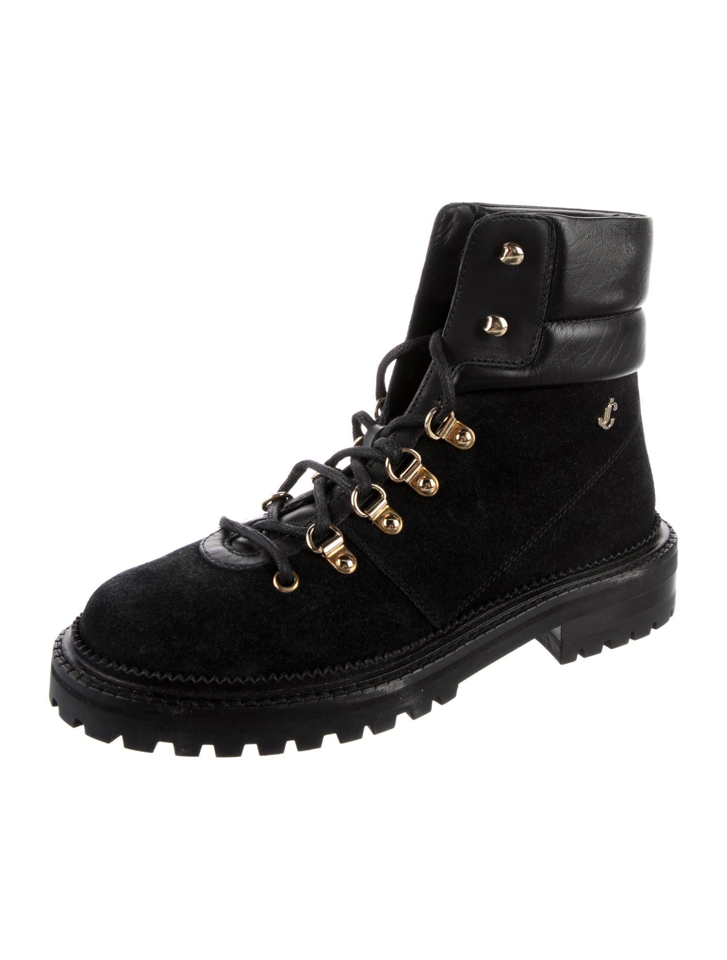 Jimmy Choo Suede Glitter Accents Combat Boots