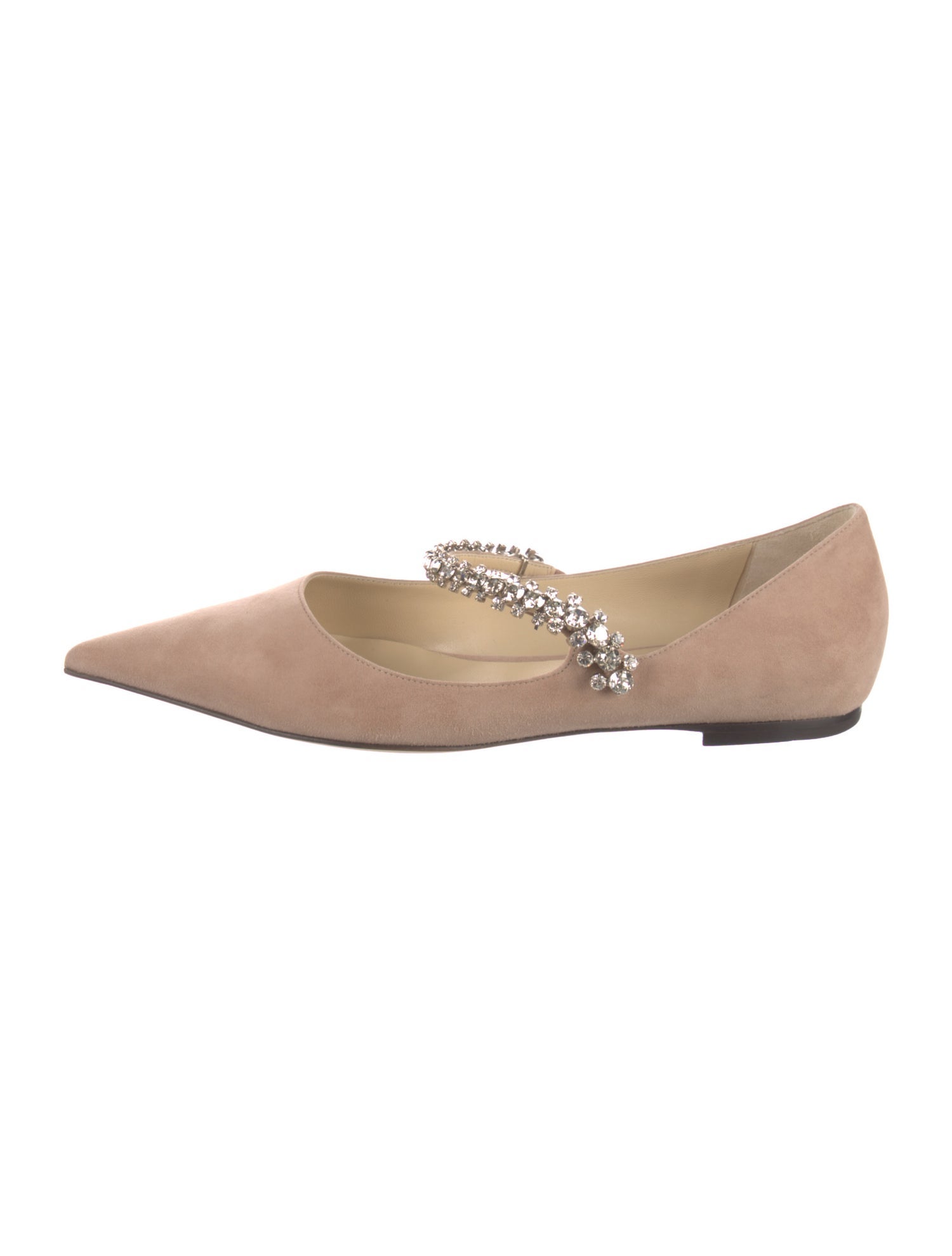 Jimmy Choo Suede Crystal Embellishments Mary Jane Flats