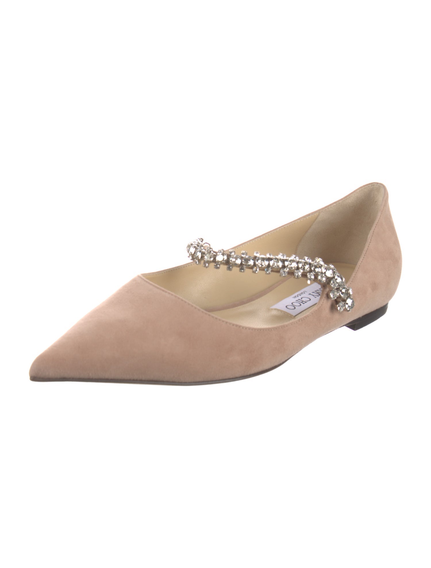 Jimmy Choo Suede Crystal Embellishments Mary Jane Flats