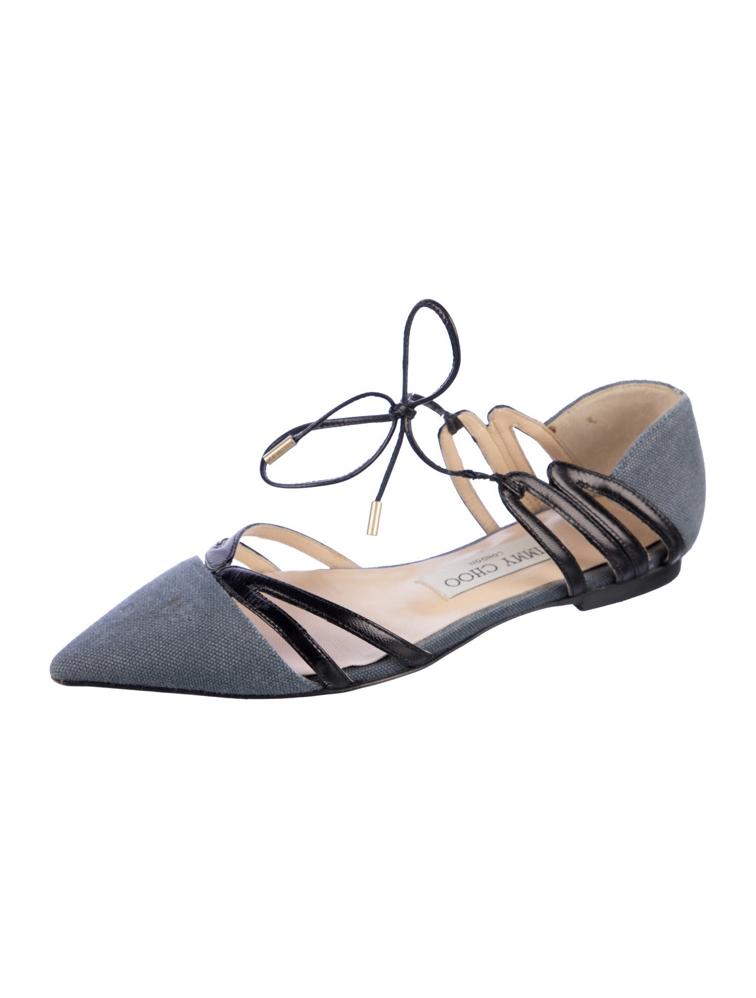 Jimmy Choo Denim Colorblock Pattern D'Orsay Flats