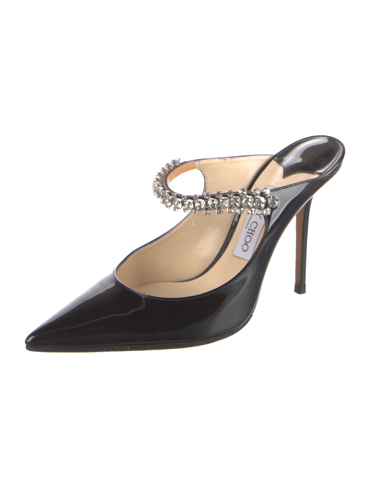 Jimmy Choo Patent Leather Crystal Embellishments Mules